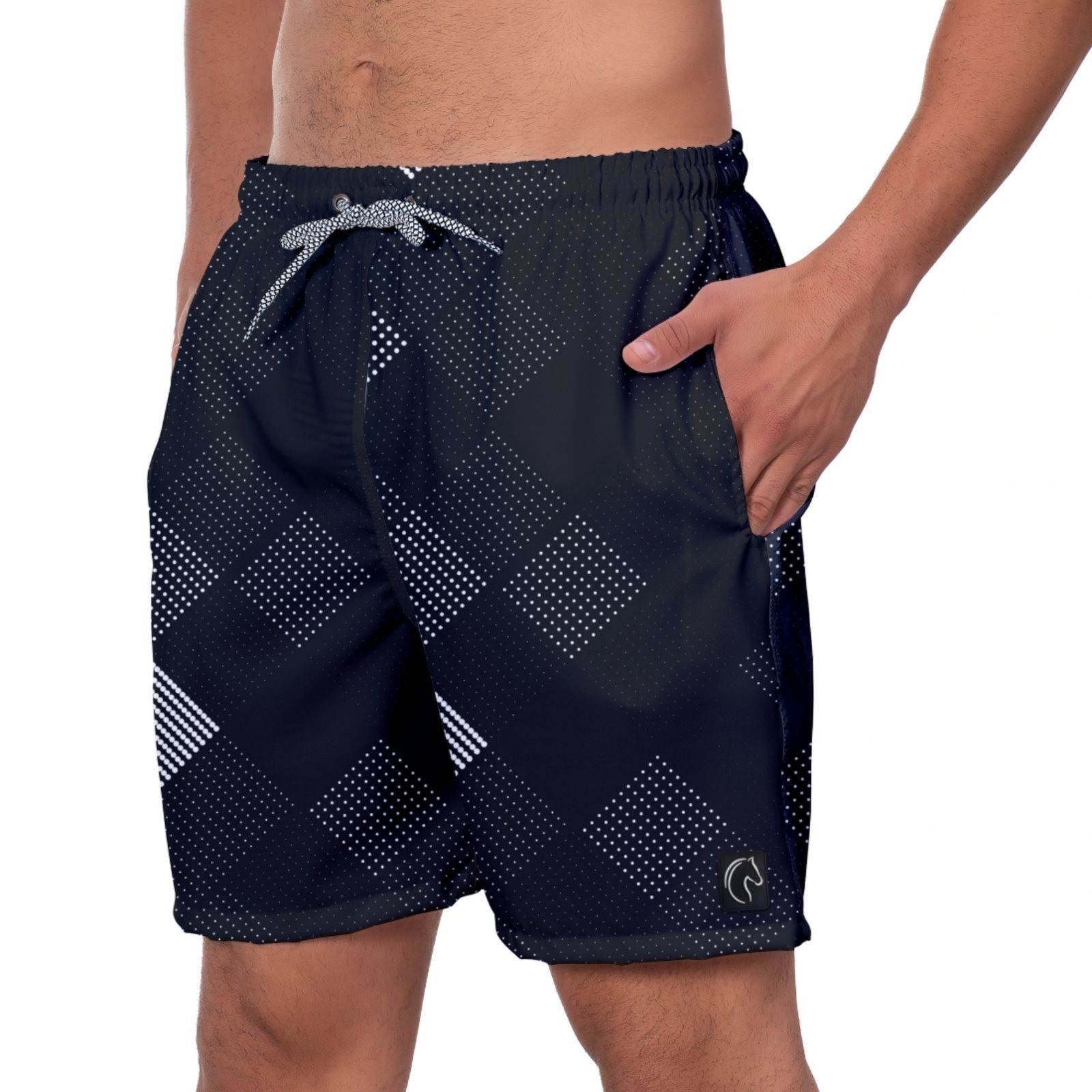 Imagem principal Short Praia Premium Masculino Academia Fitness Caminhada Losango Conforto Estilo Satisfação Moda W2 W2 STORE branco/estampado/multicolorido/preto