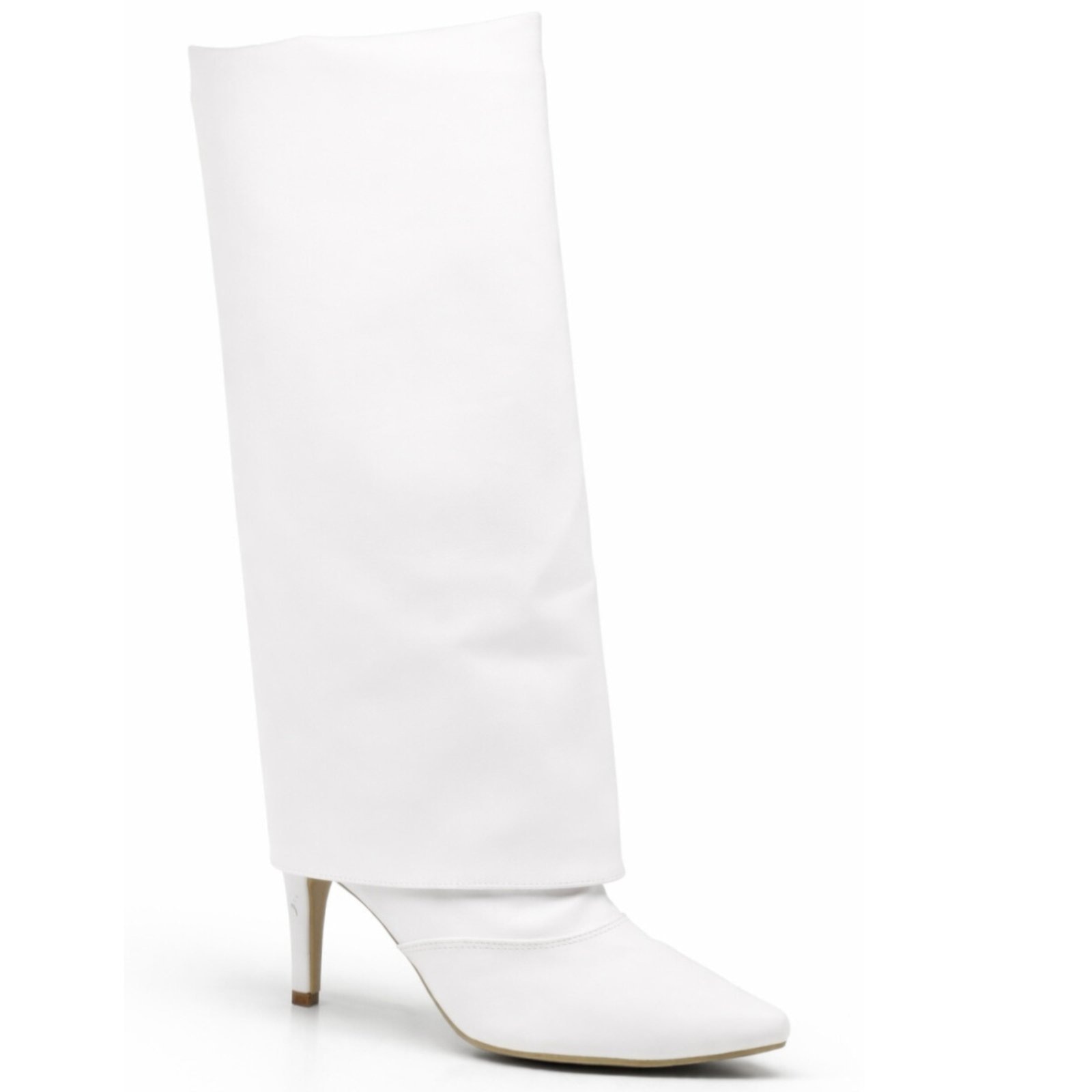 Imagem principal Bota Feminina Cano Alto Com Capa Salto Fino Moderna e Confortável 1796 Branca Hannah Footwear branco