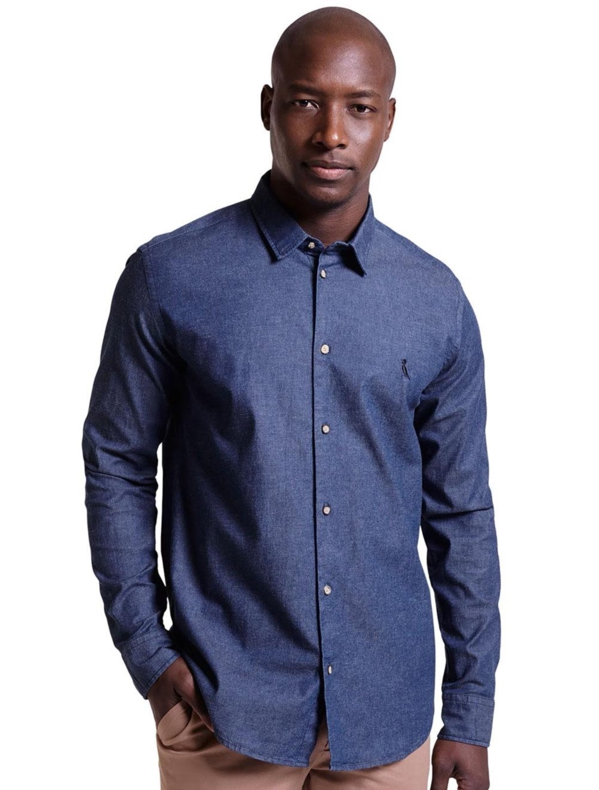 Imagem principal Camisa Reserva Masculina Casual Enxuto Jeans Índigo Reserva azul