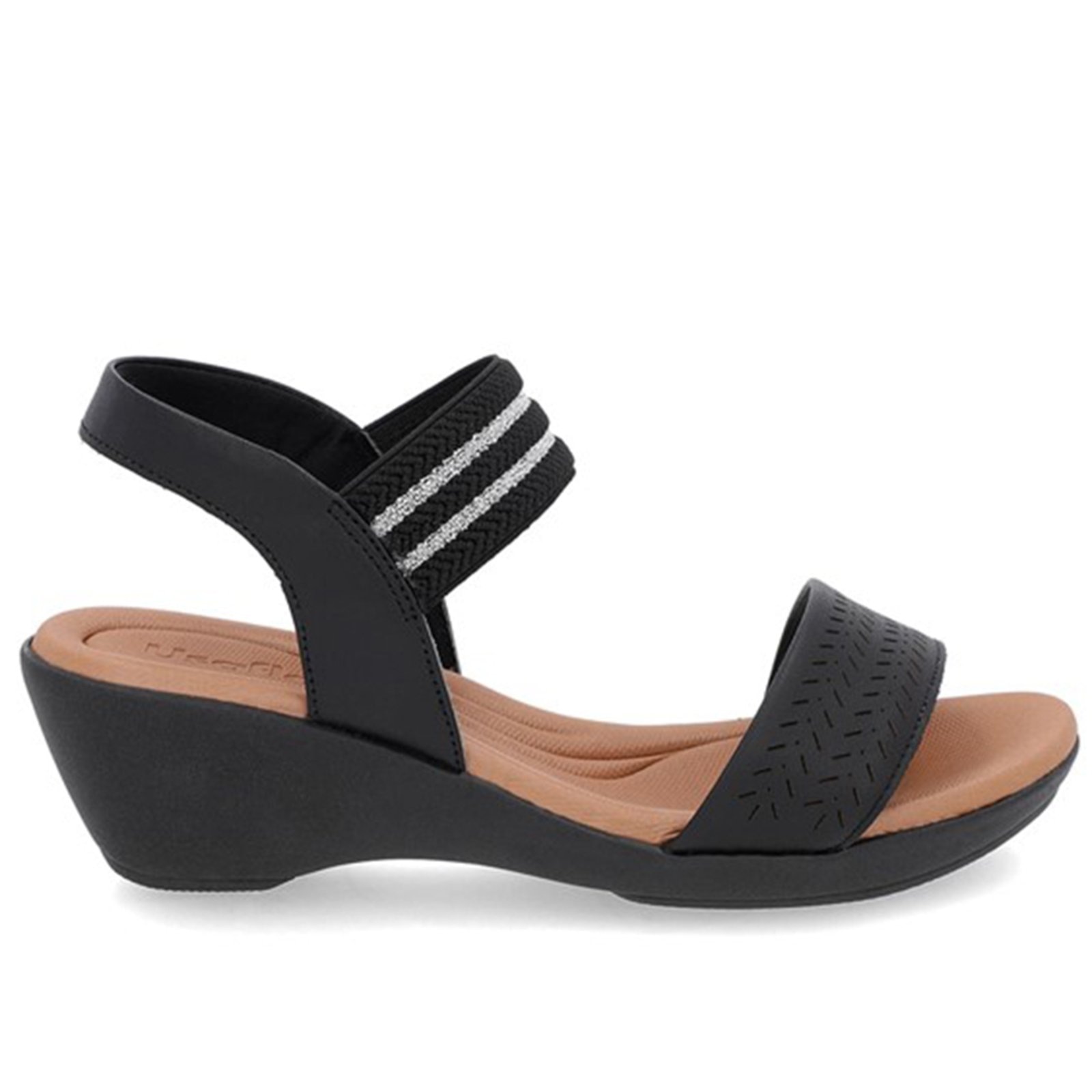 Imagem principal Sandália Anabela Usaflex Couro Tira Elástico Usaflex preto