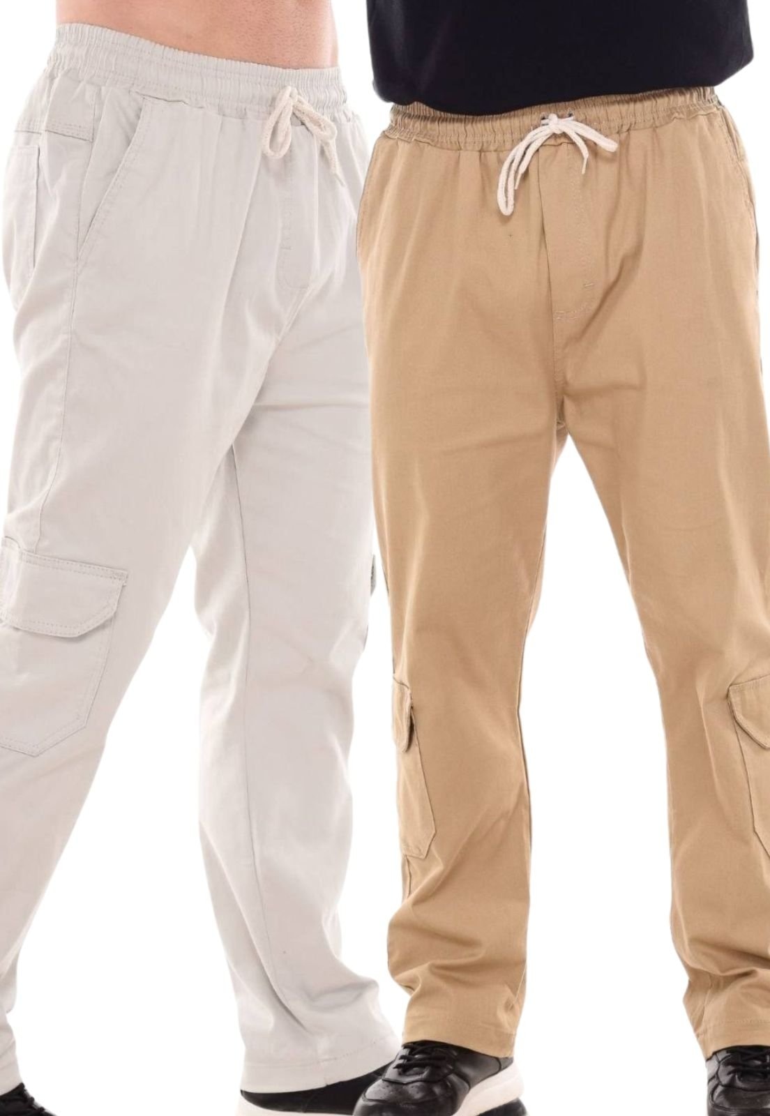 Imagem principal Kit 2 Calças Jogger Mys Jeans com Bolso Cargo Sem Punho Gelo Ethereal Jeans caqui