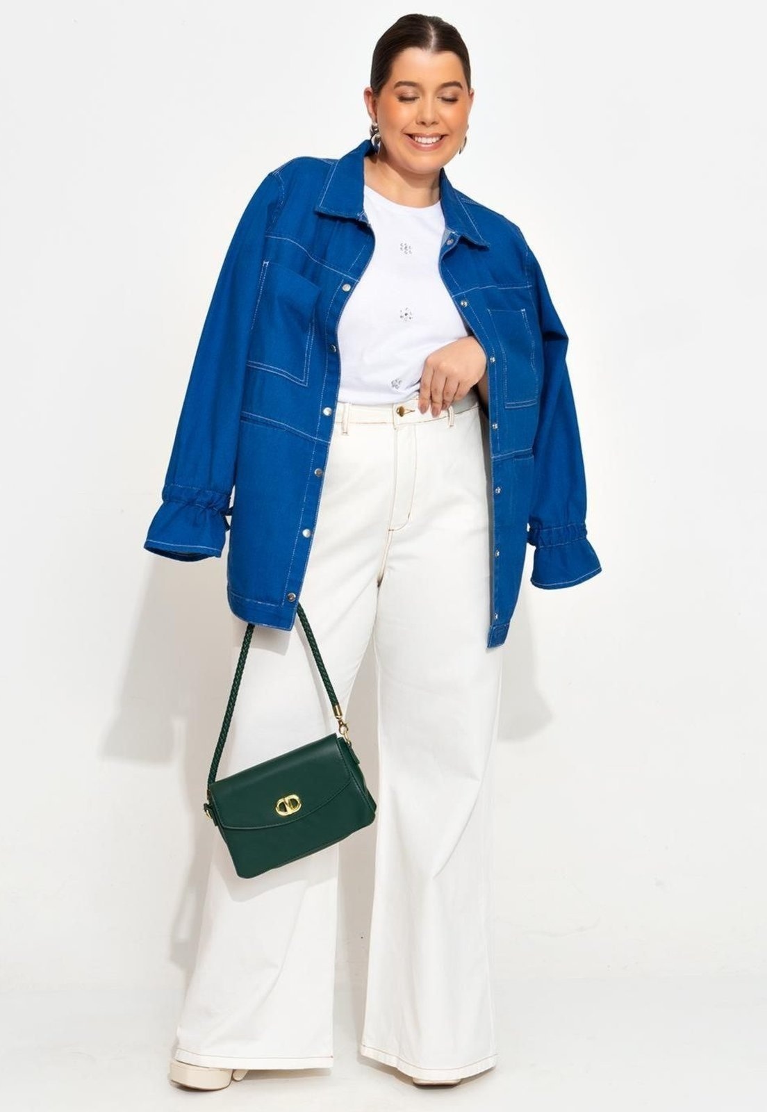 Imagem principal Calça Pantalona Em Jeans Quintess bege