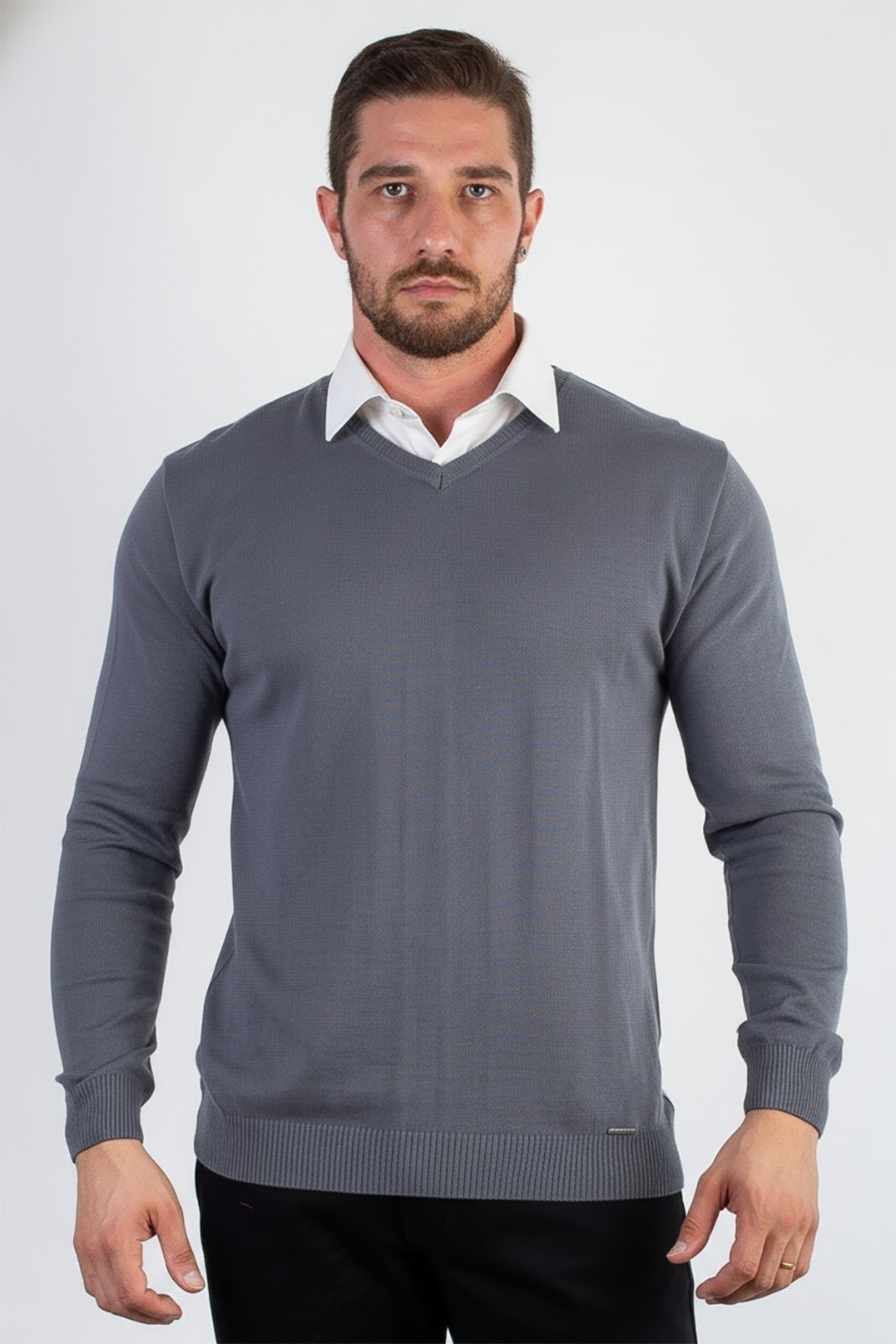 Imagem principal Suéter Enluaze Masculino Gola V De Malha 50001 - Chumbo Enluaze bordô