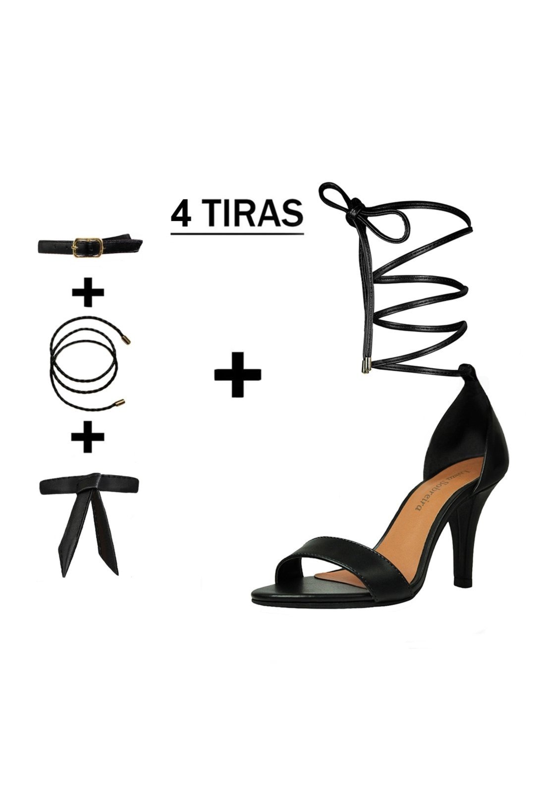 Imagem principal Sandália Troca Tira Salto Alto Fino Luiza Sobreira Preta Mod. 2183-2 Luiza Sobreira preto