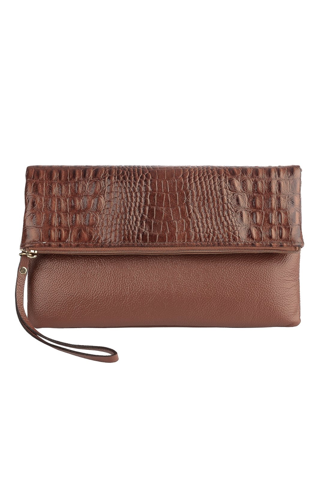 Imagem principal Clutch de couro croco Nikki - Whisky Andrea Vinci caramelo