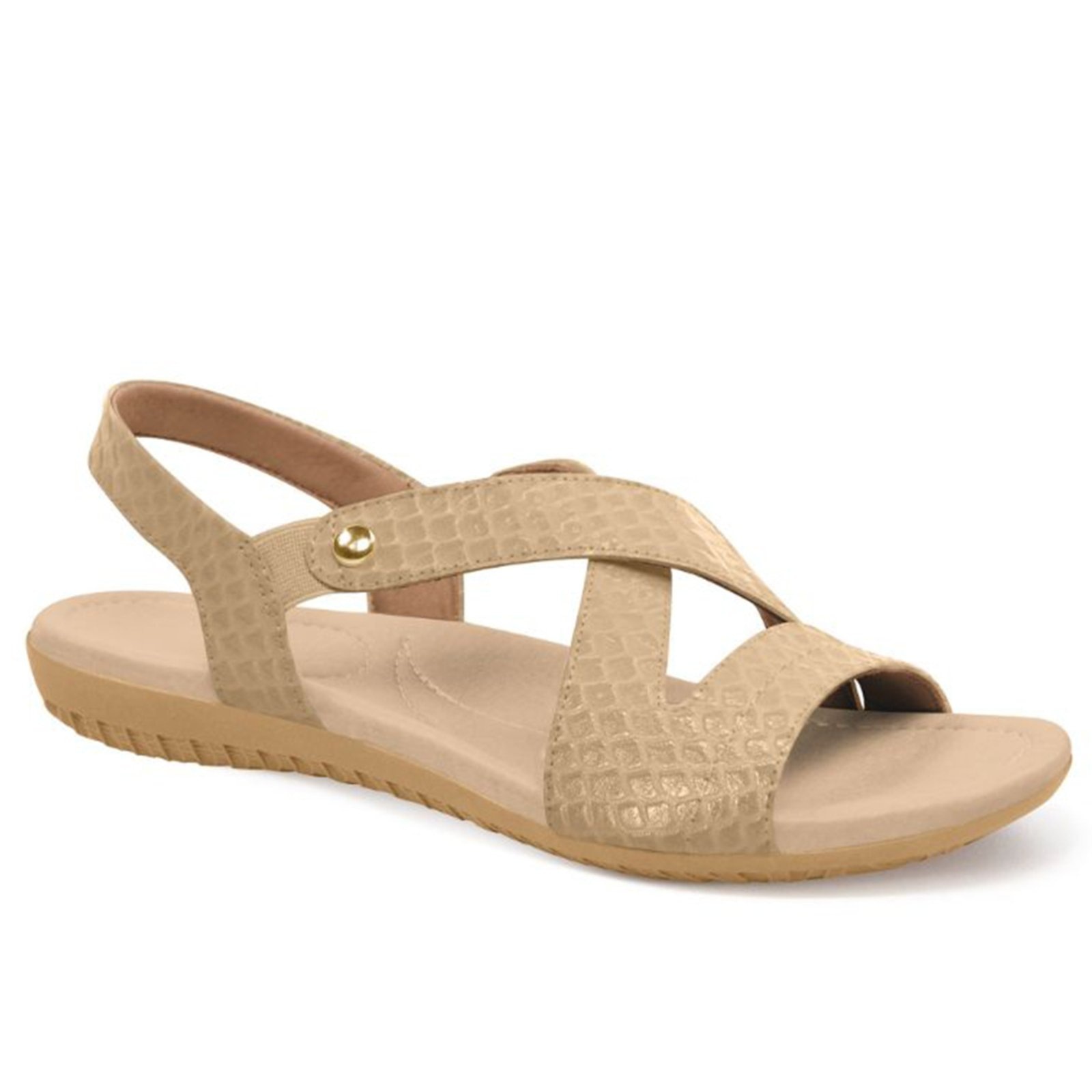 Imagem principal Sandália Usaflex Rasteira Couro Elastico Conforto R1804 Creme -179 Usaflex bege