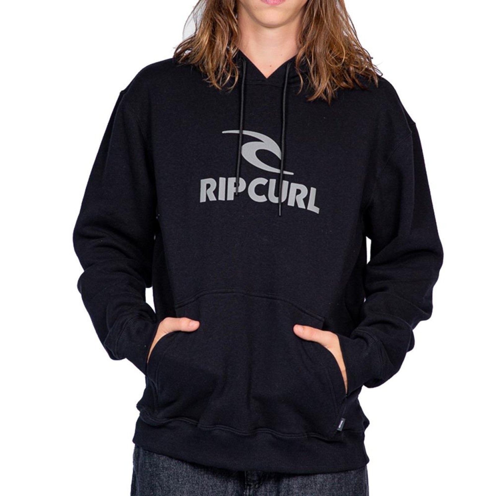 Imagem principal Moletom Rip Curl Canguru Puff Icon Logo WT25 Masculino Black Rip Curl preto black