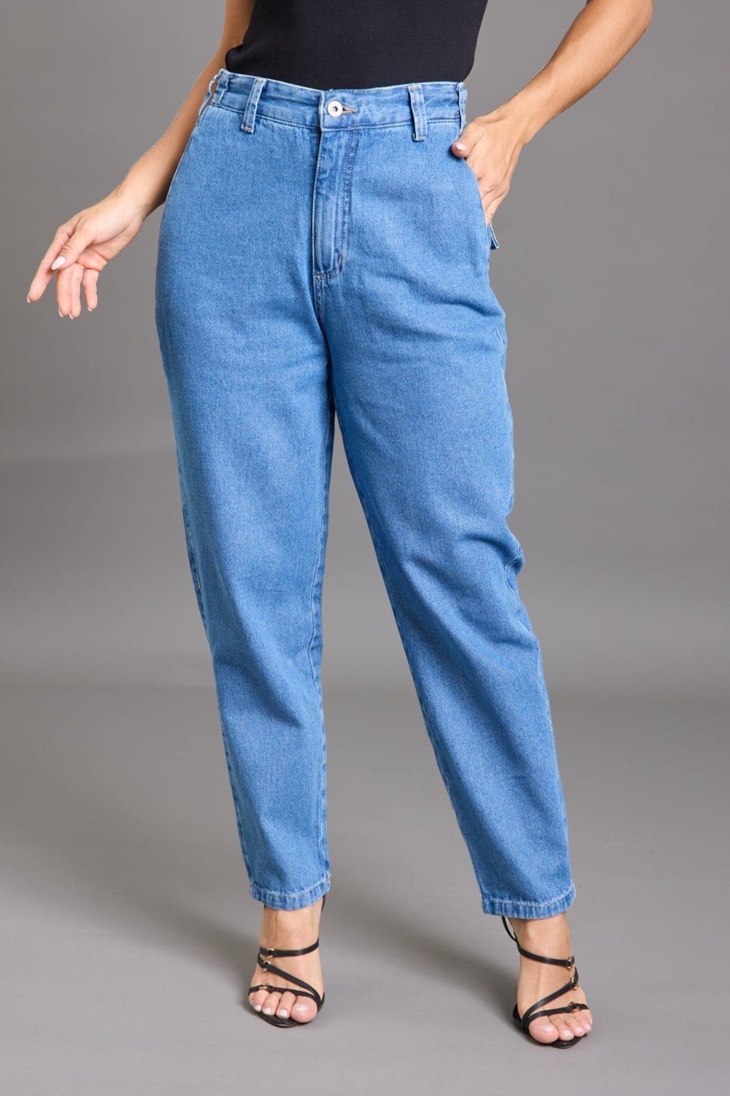 Imagem principal Calça Jeans Mom Cintura Alta com Elástico no Cós Lemier Collection LEMIER azul