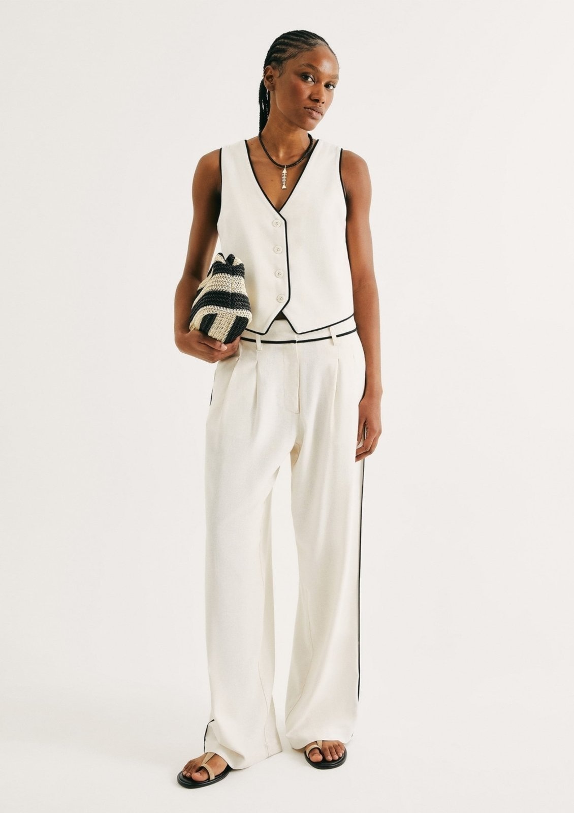 Imagem principal Calça Feminina Reta Com Linho Hering off-white