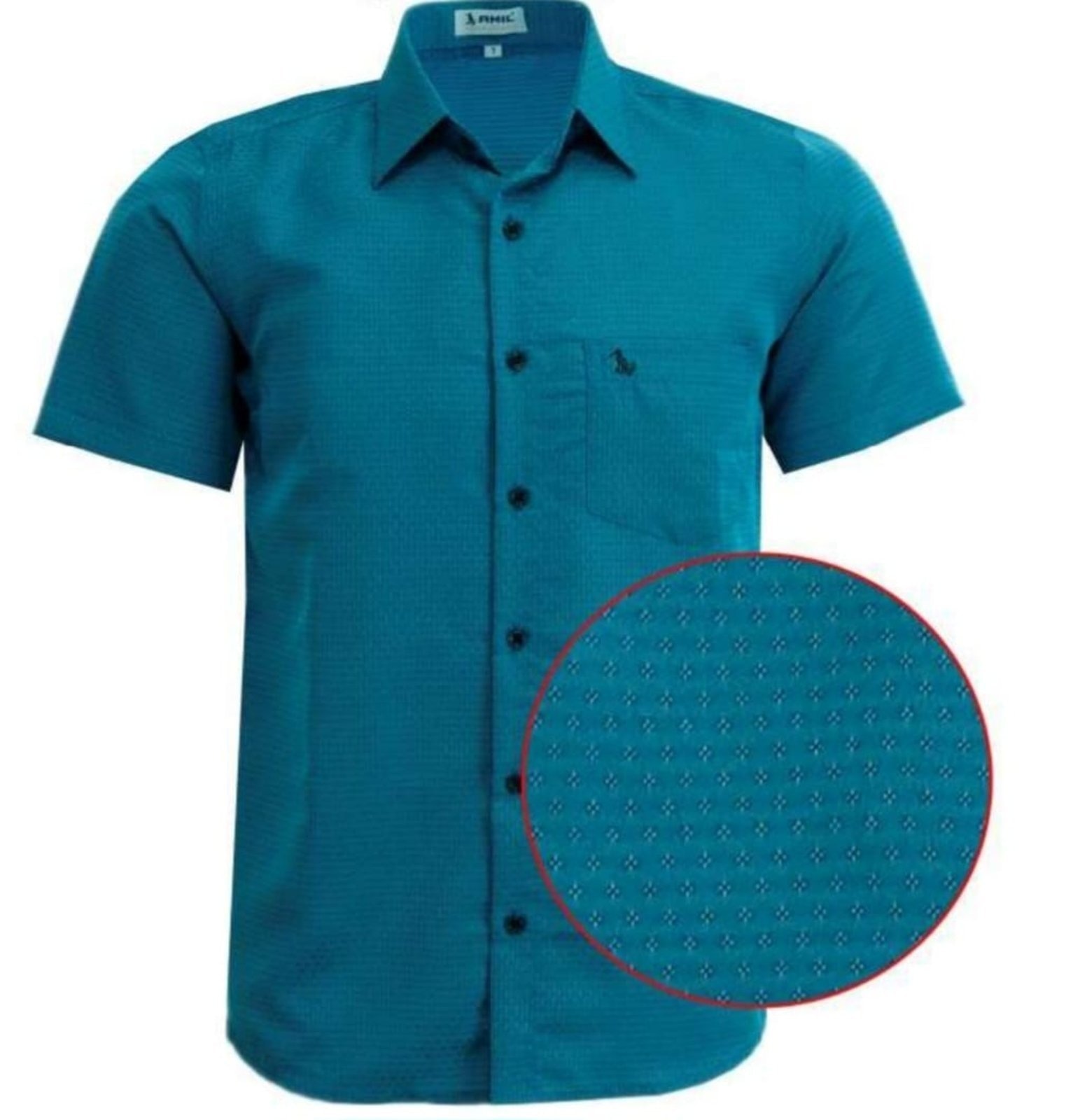 Imagem principal Camisa Casual Amil Comfort Udine Com bolso Poliéster Macia Manga Curta Petróleo Amil azul