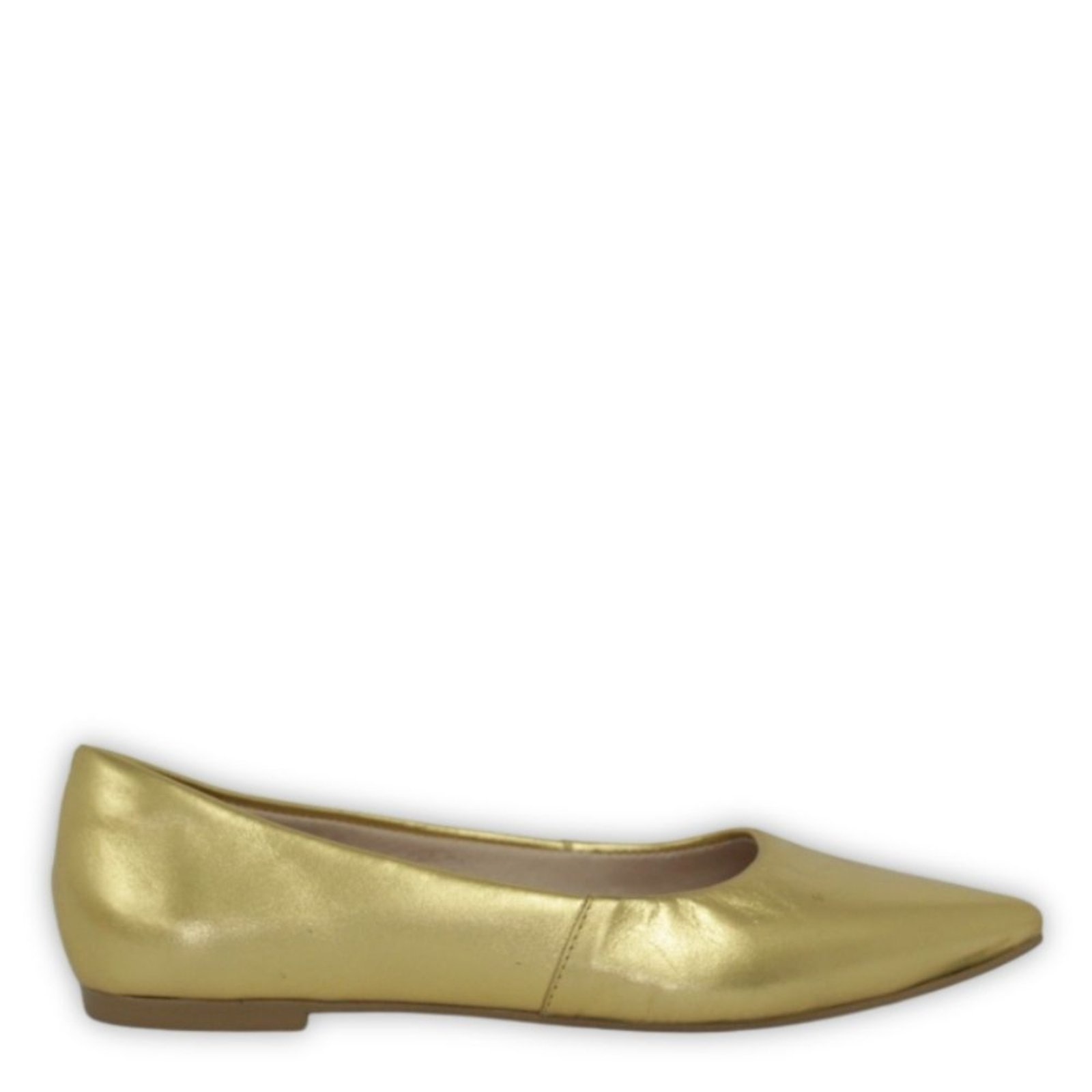 Imagem principal Sapatilha Feminina Bico Fino em Couro Salto Baixo Dourada Spinelli dourado