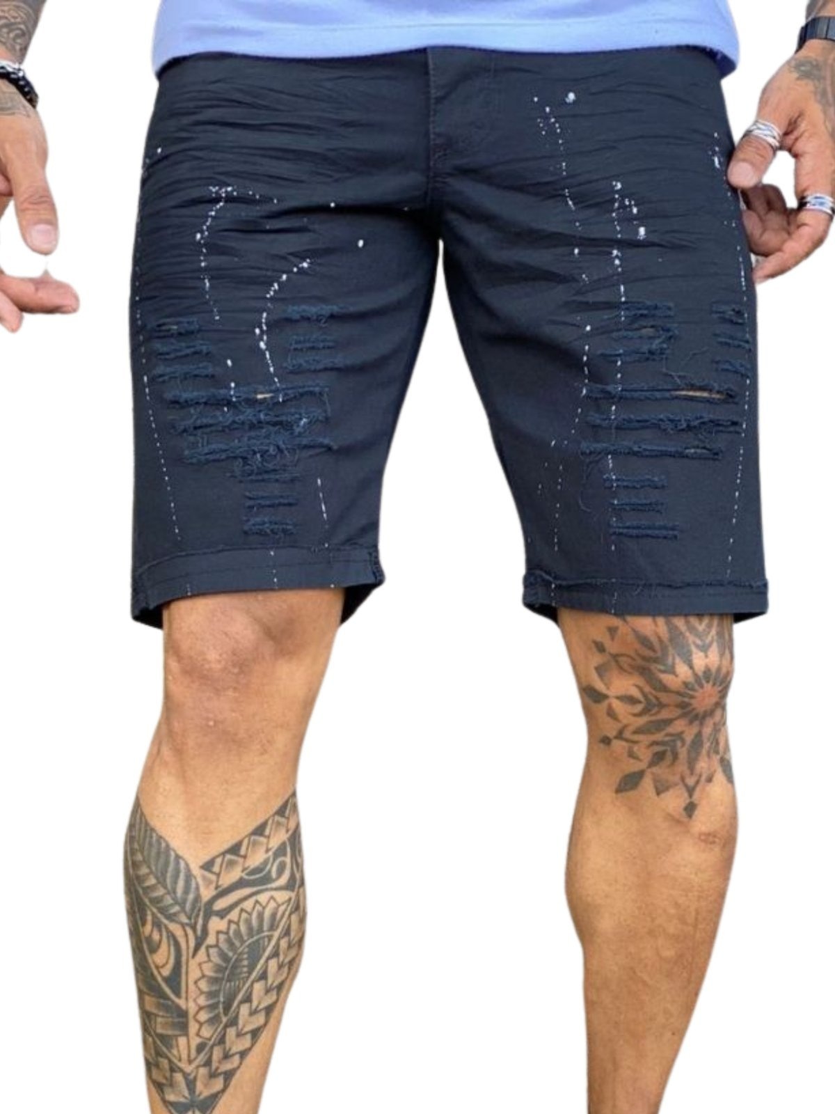Imagem principal Bermuda Short Masculino Jeans Light Destroyed JEANS LIGHT preto