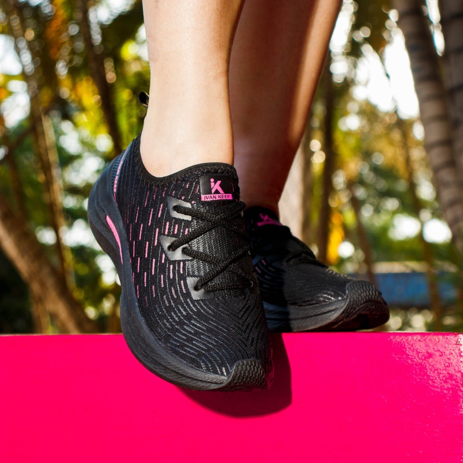 Imagem principal Tênis Feminino Corrida Caminhada Academia Treino Casual Pretorosa ÉPICO CALÇADOS preto/rosa