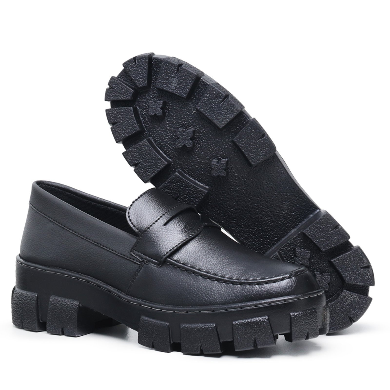 Imagem principal Mocassim Feminino Tratorado Oxford Fosco Hype preto