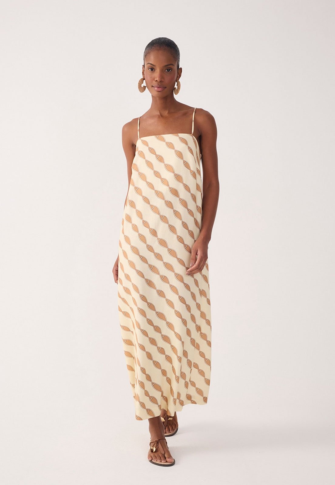 Imagem principal Vestido Feminino Dress To Cropped Linho Estampa Cardume Dress to bege