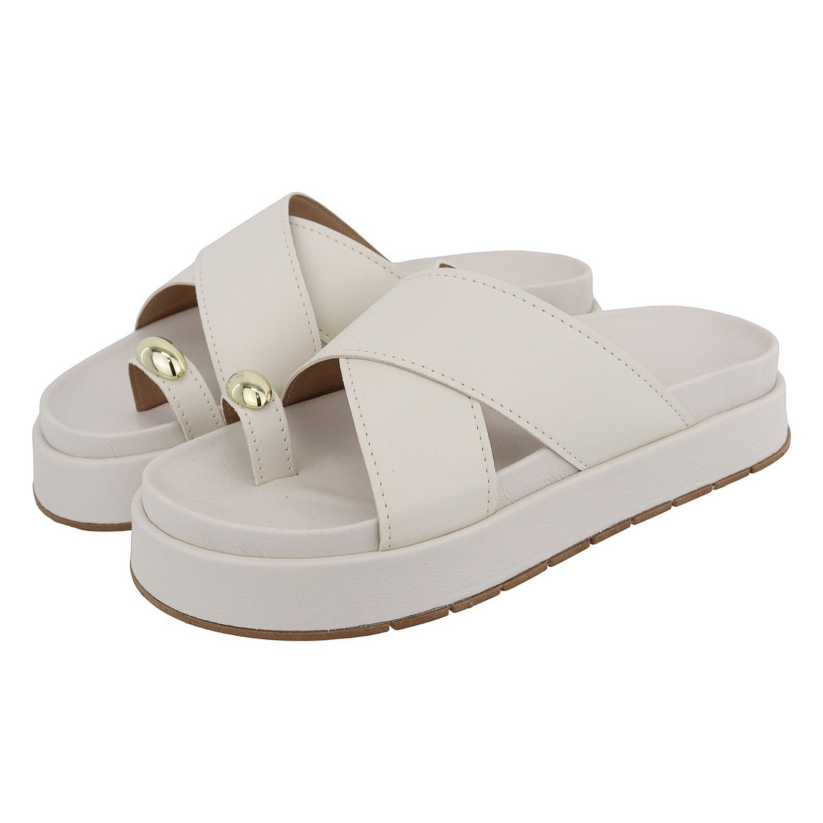 Imagem principal Sandália Papete Feminina em X Plataforma Sola Alta Off White TELLINI STORE off-white white