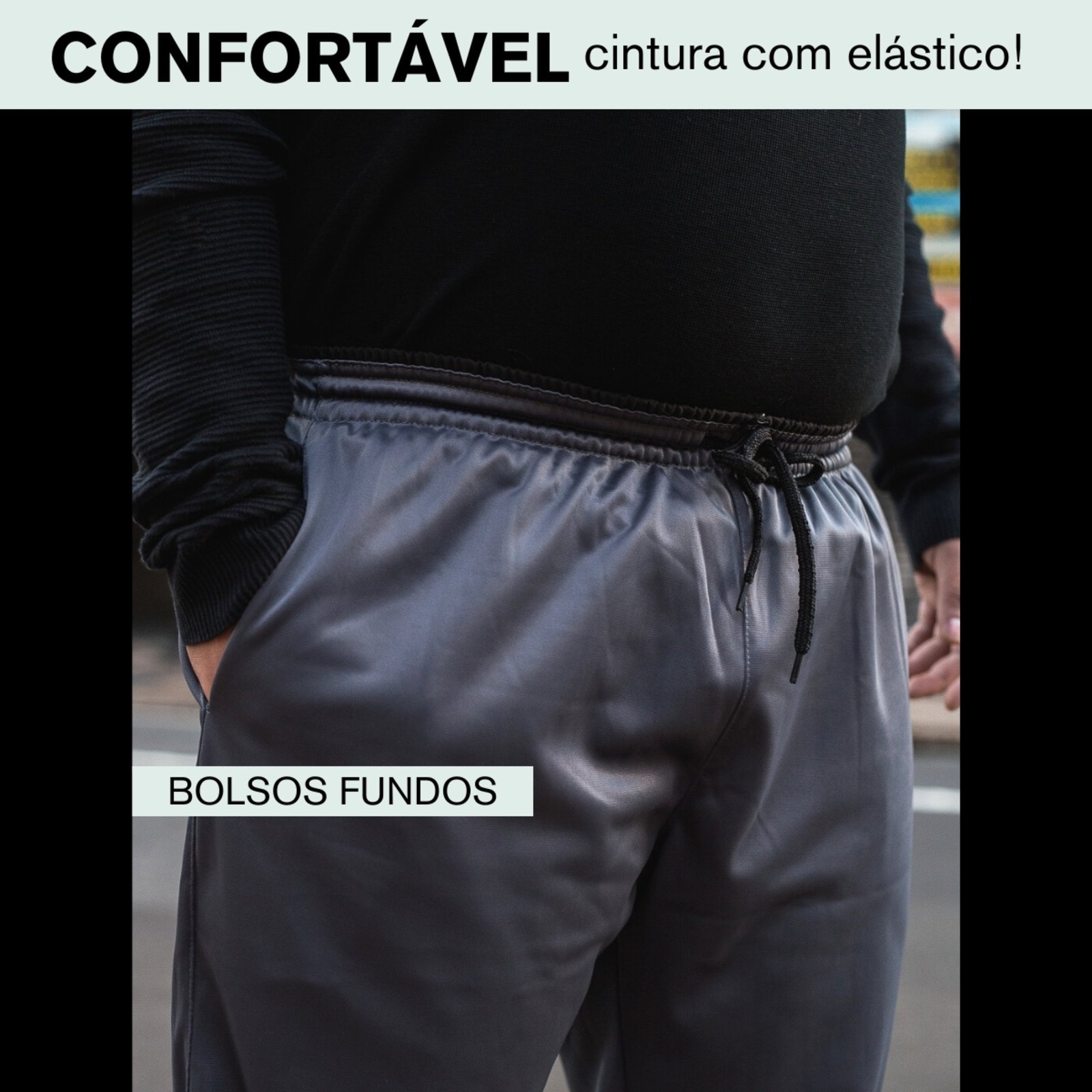Imagem principal Calça Plus Size Ks Helanca Flanelada Esporte Confortável KS cinza/grafite