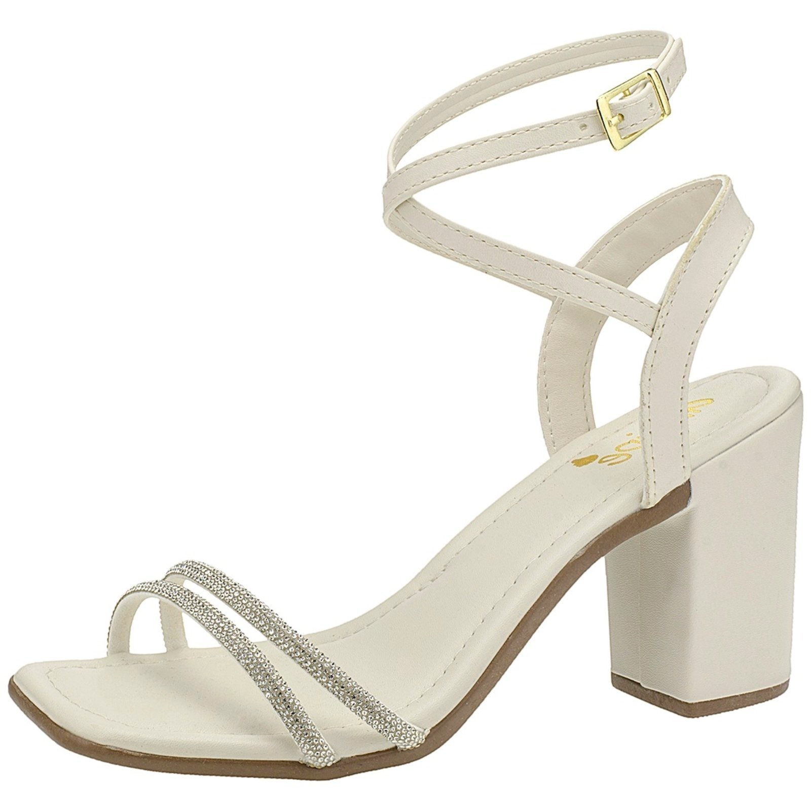 Imagem principal Sandalia Salto Feminina Sapato Bloco Quadrado Feminino Angipé branco