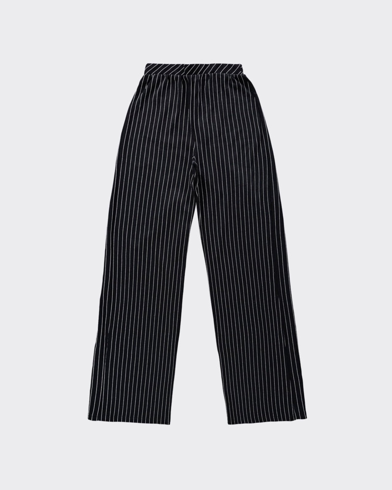 Imagem principal Calça Wide Leg Feminina Em Malha Jacquard Listrada Enfim preto