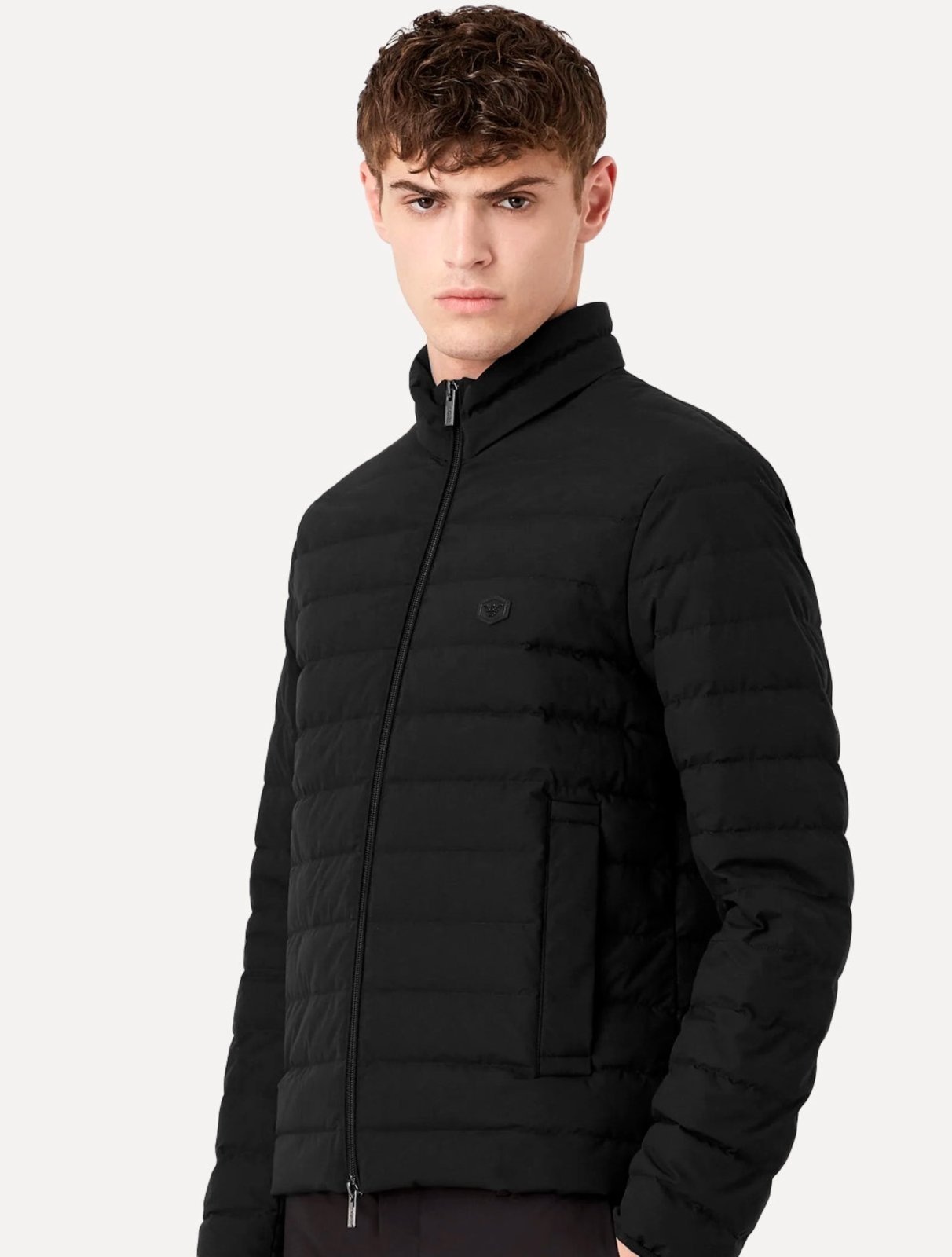 Imagem principal Jaqueta Empório Armani Masculina Matelassê Full-Zip Black Logo Preta Emporio Armani preto black