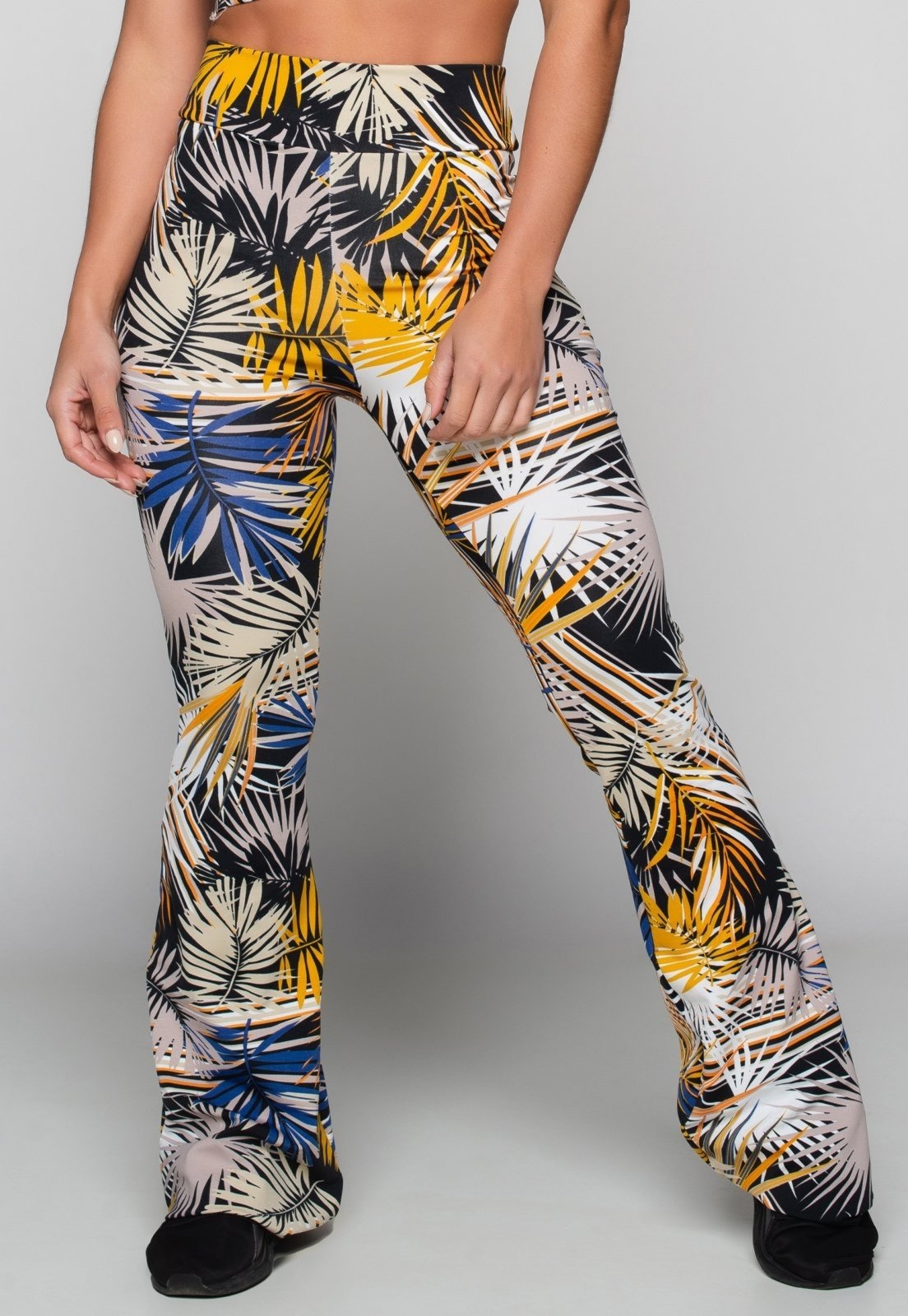 Imagem principal Calça MVB Modas Feminina Flare Pantalona Suplex Eco Mvb Modas amarelo/branco/multicolorido