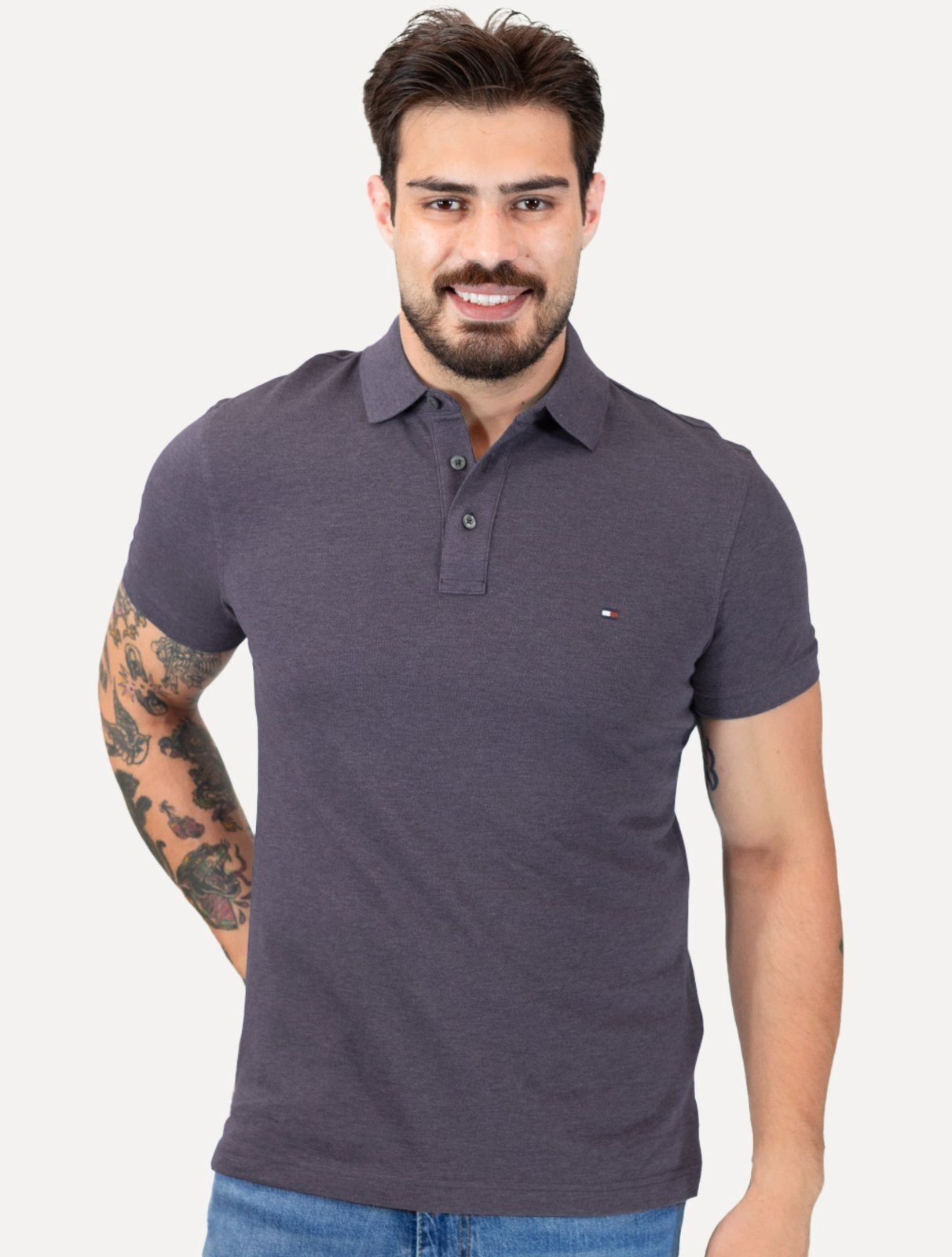 Imagem principal Polo Tommy Hilfiger Masculina Slim Piquet 1985 Medio Mescla Tommy Hilfiger vinho