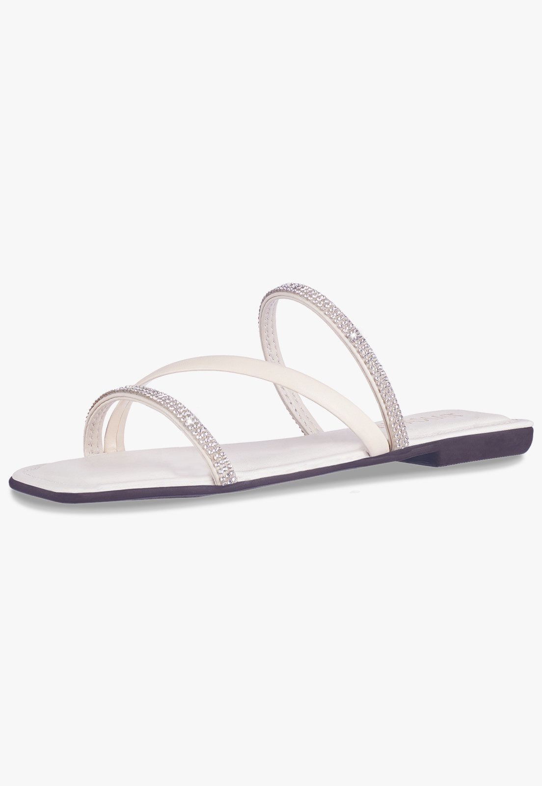 Imagem principal Sandália Rasteira Feminina Flat Tira Cristal com Brilho Moda Verão Confortável Off White TAKATA BY RAFAEL TAKATA off-white white