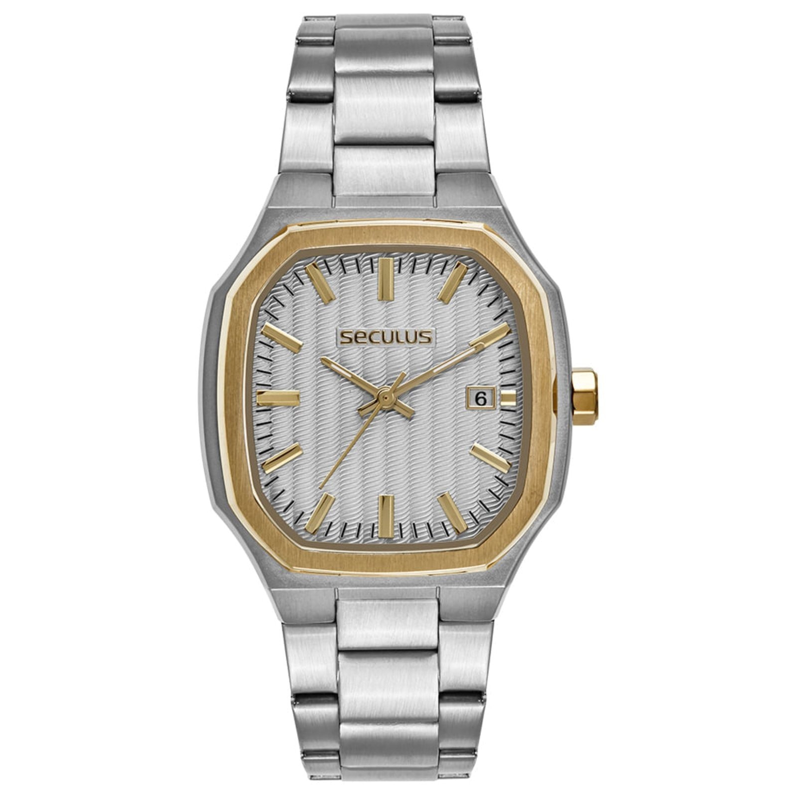 Imagem principal Relógio Masculino Quadrado Social Aço e Dourado Seculus prata