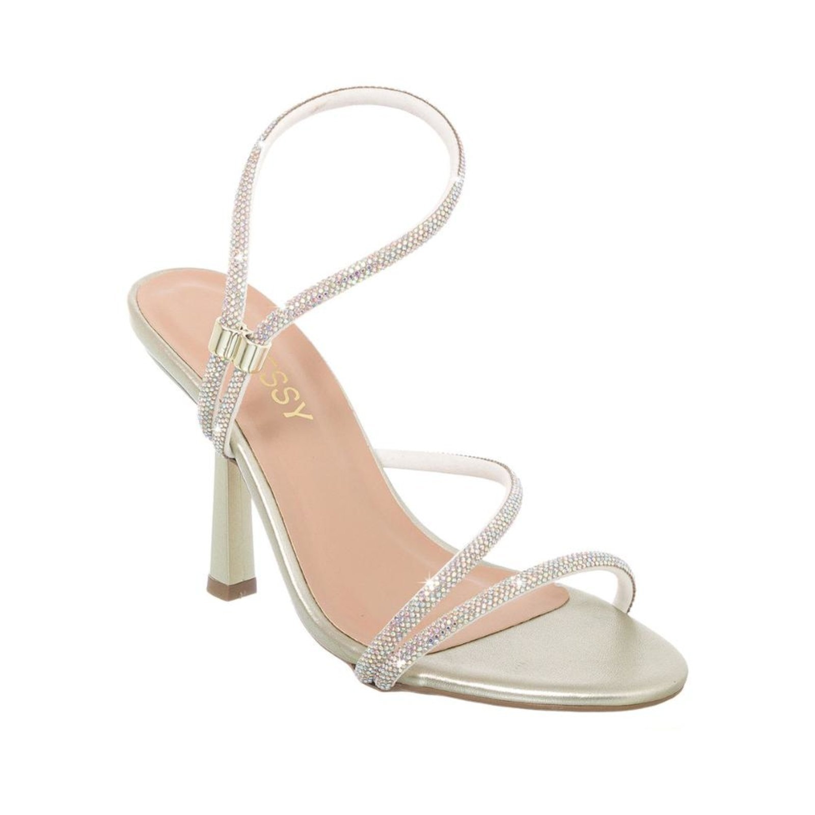 Imagem principal Sandália Feminina Strass Salto Alto Fino Elegante Festa Moda Ouro Stessy Shoes dourado