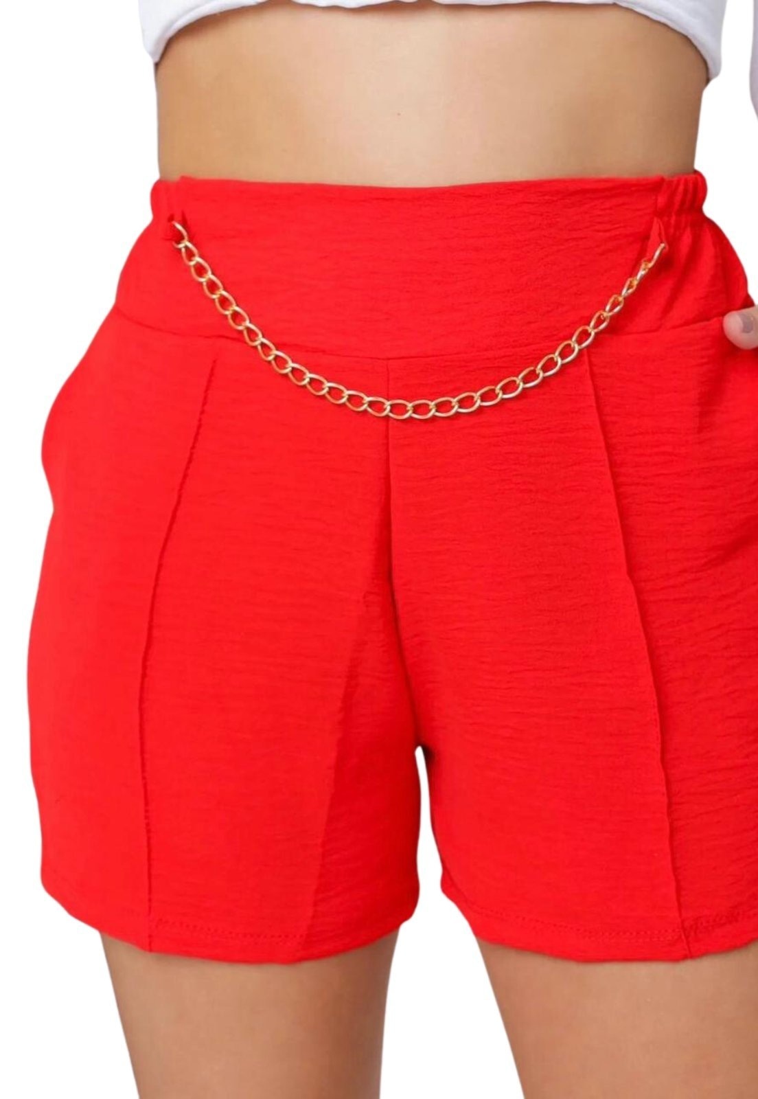 Imagem principal Shorts duna confortável com detalhes de corrente Summer Body vermelho