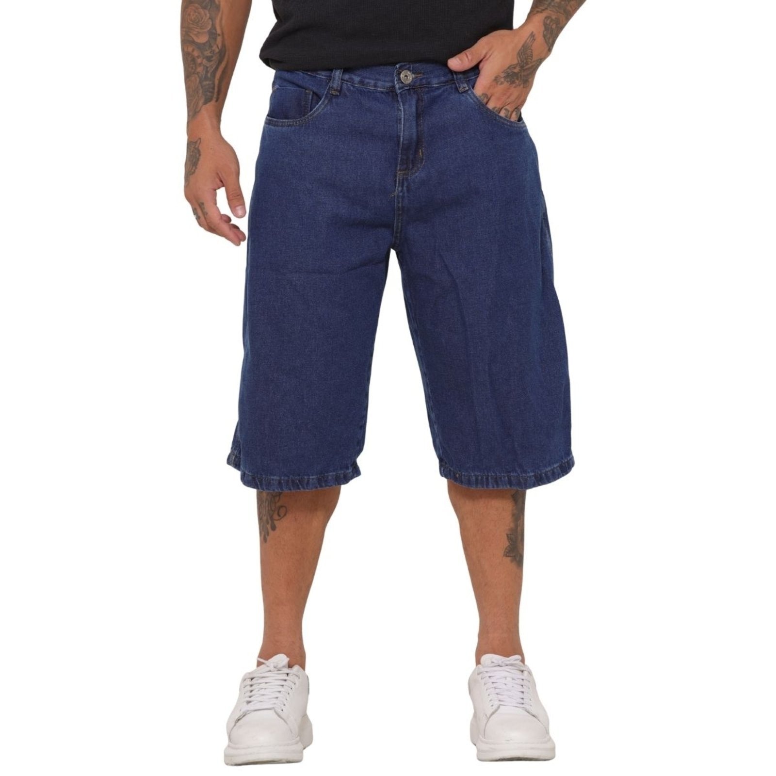 Imagem principal Bermuda Masculina Jorts Escura Versátil Alleppo Jeans azul