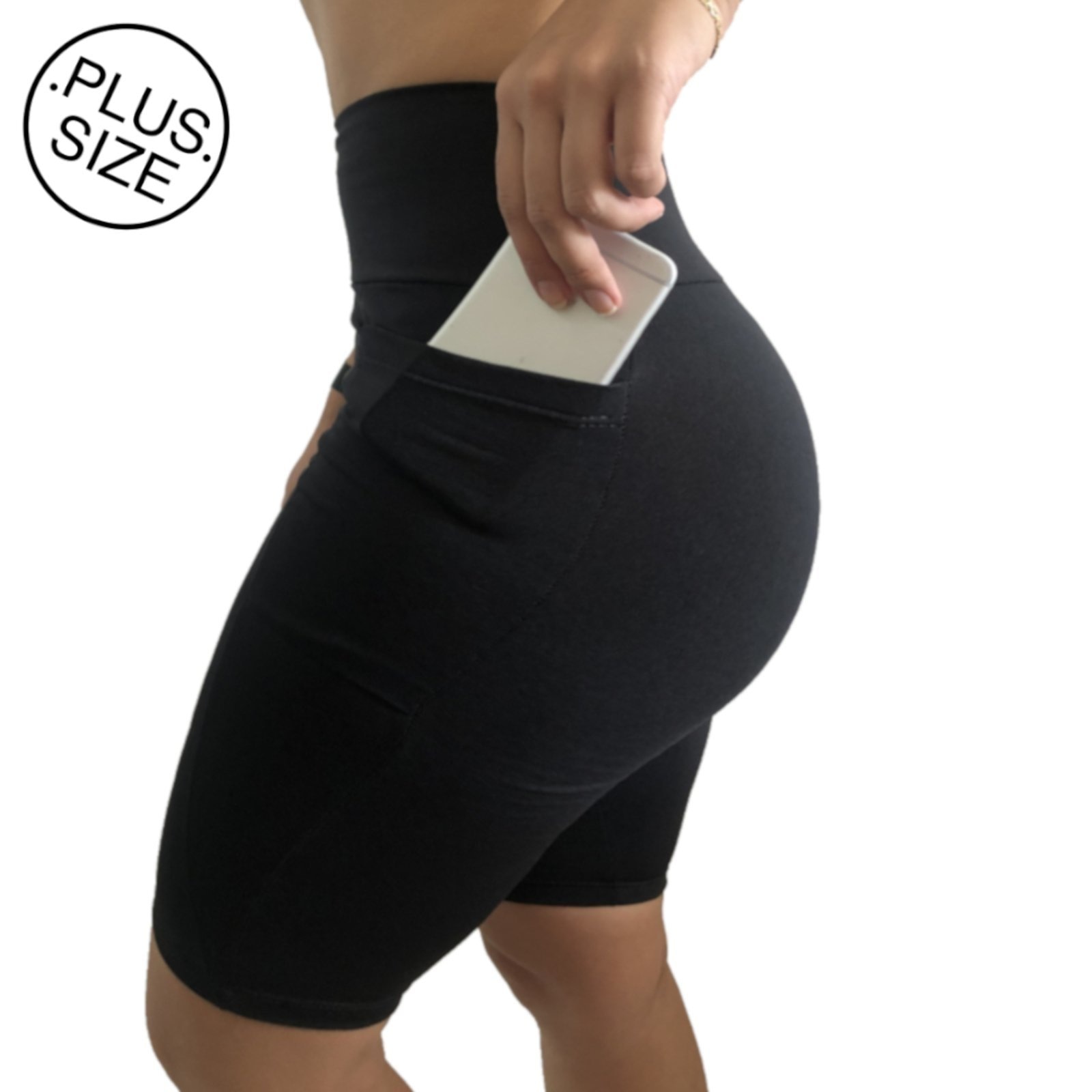 Imagem principal Bermuda Plus Size Heide Ribeiro Fit Bolso para Dispositivos Heide Ribeiro preto