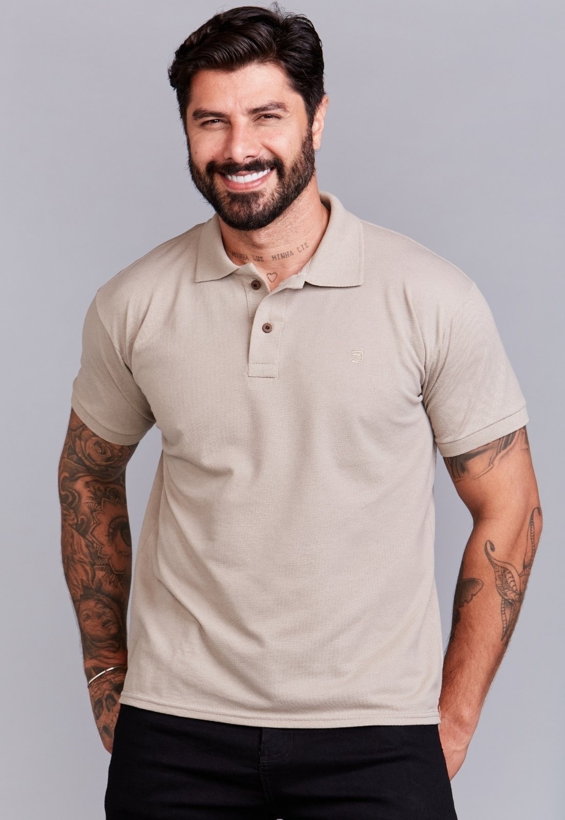 Imagem principal Camisa Polo Piquet Masculina Daze Modas Areia Daze Modas bege