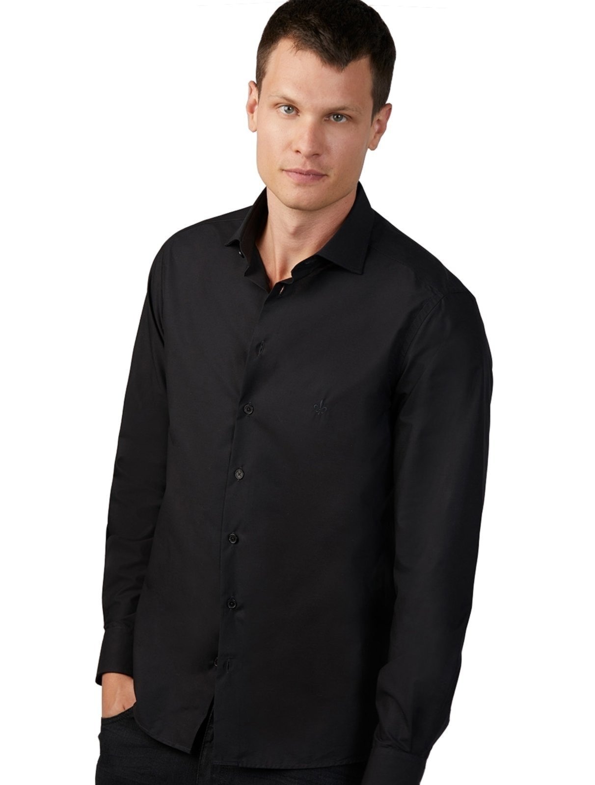 Imagem principal Camisa Dudalina Masculina Slim Tricoline Lisa Stretch Preta Dudalina preto