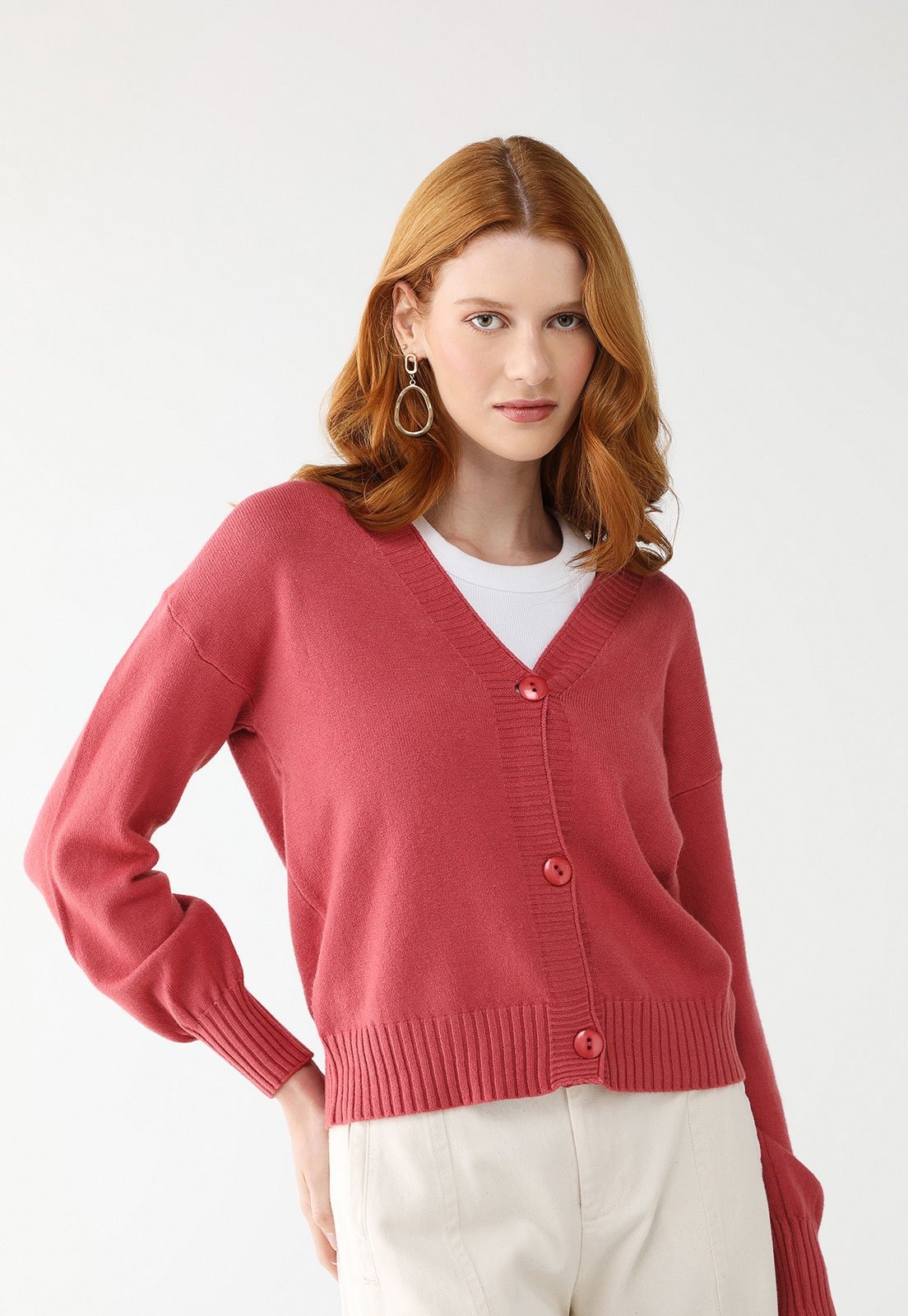 Imagem principal Cardigan Tricot Facinelli Detalhe Canelado Facinelli rosa