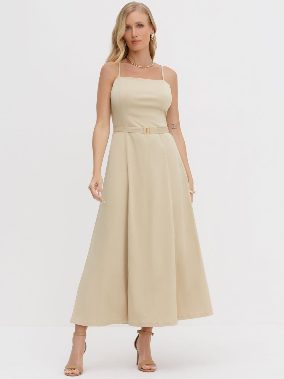 Imagem principal Vestido de Alça Maxi Longuete Nice Principessa bege/nude