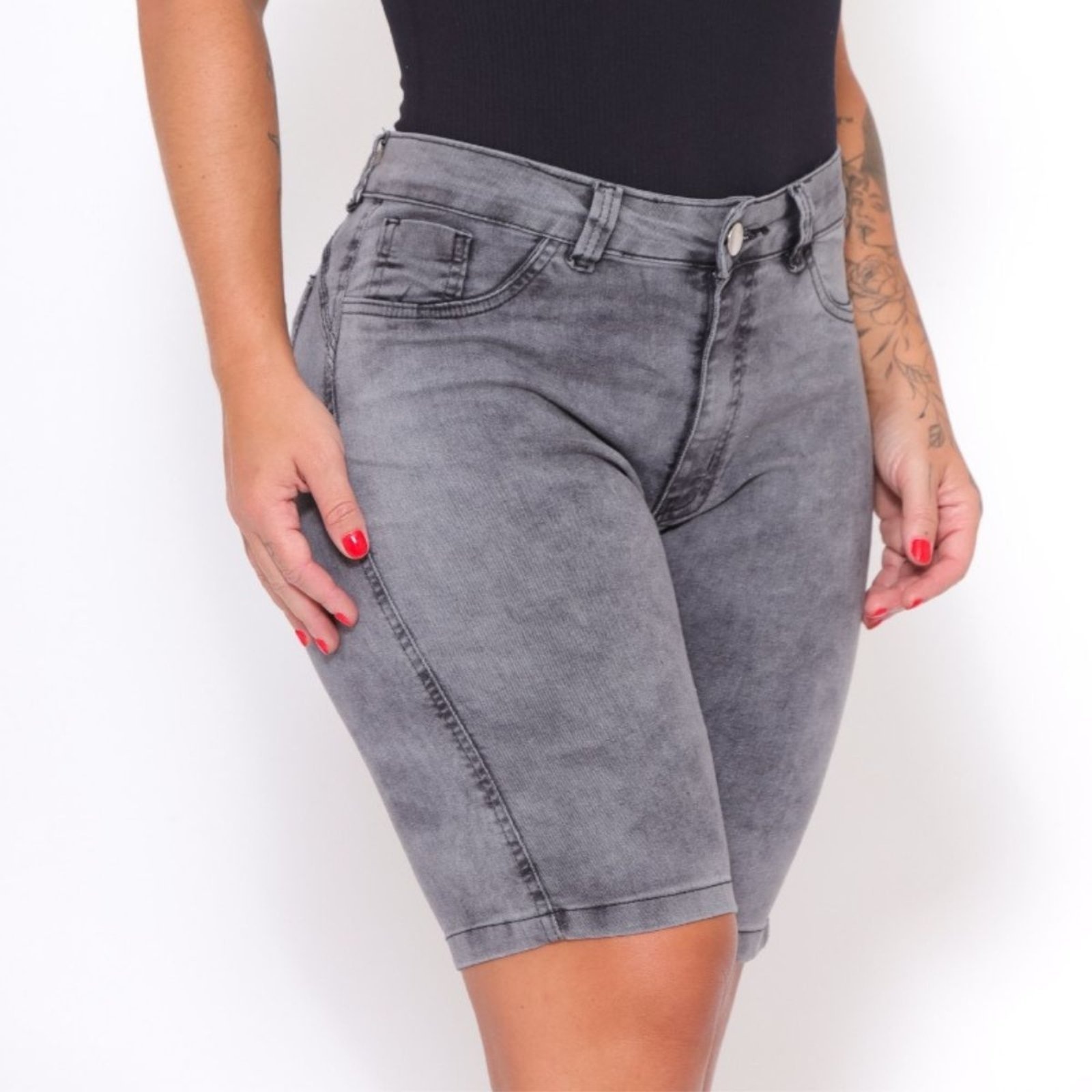 Imagem principal Bermuda Jeans Comprida Alleppo Jeans cinza/grafite/preto