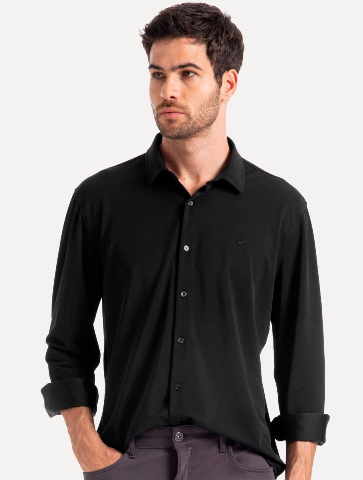 Imagem principal Camisa Ellus Masculina Tricoline LY Slim Preta Ellus preto