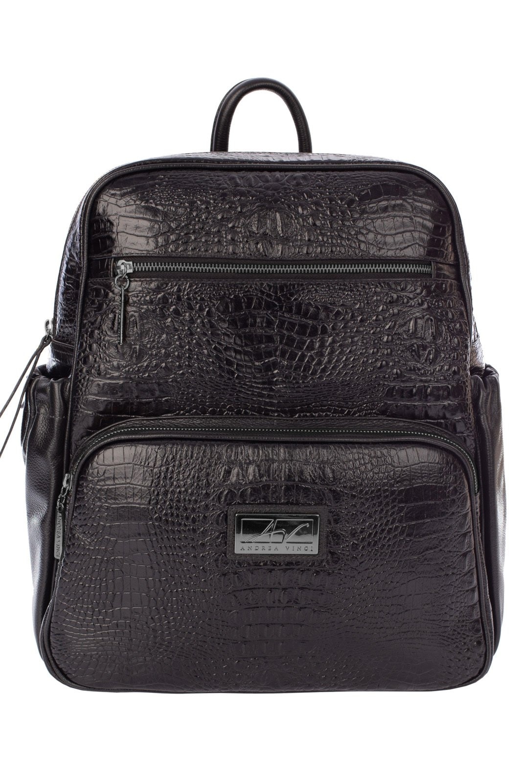 Imagem principal Mochila grande de couro croco metais grafite Zooey Andrea Vinci preto