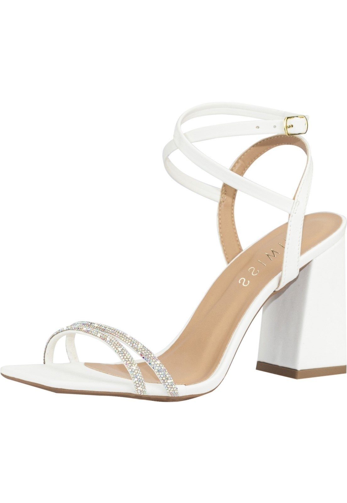 Imagem principal Sandália Feminina Salto Bloco Alto Grosso Lumiss Tiras Strass Brilho Confortável LUMISS preto