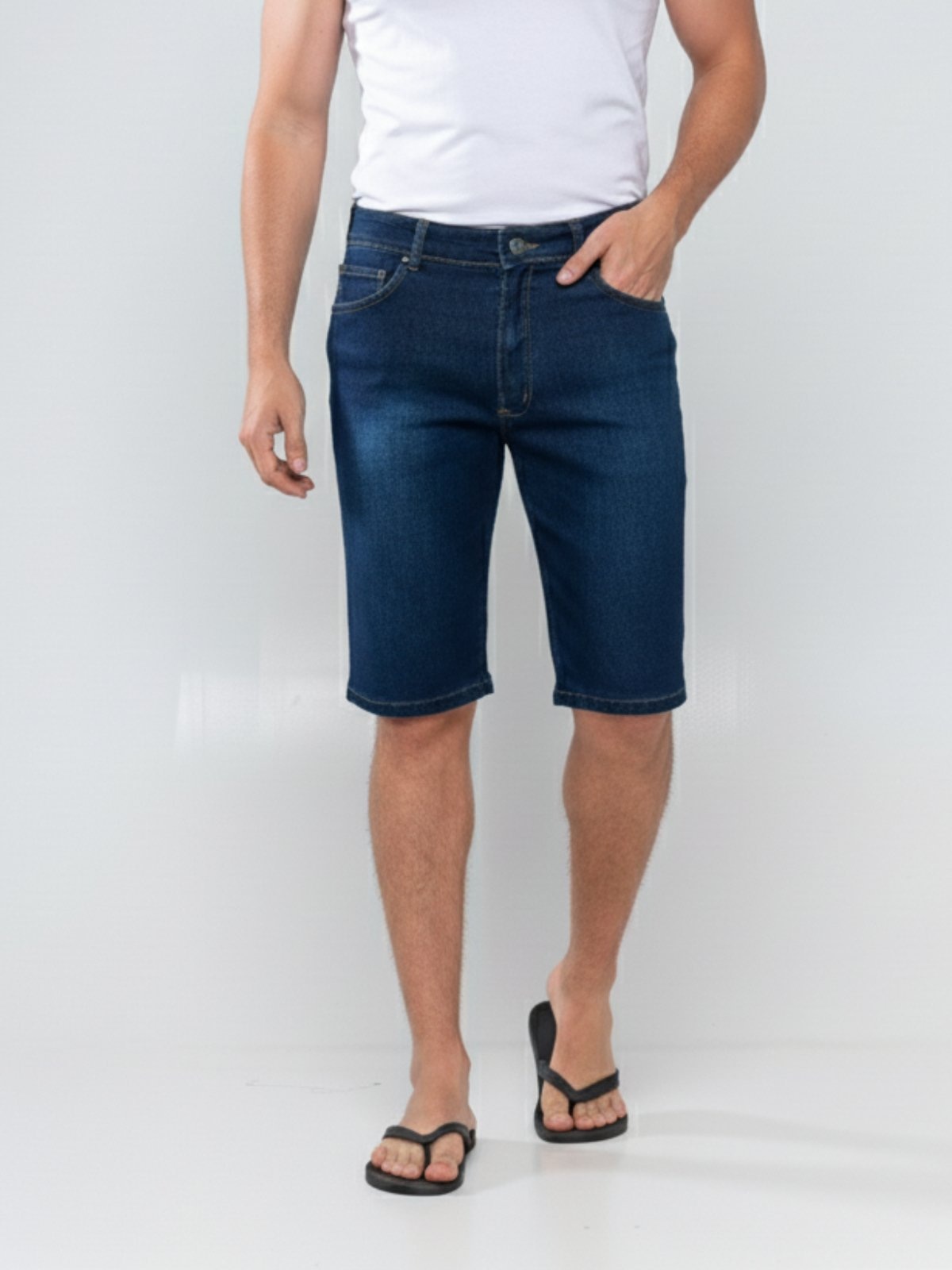 Imagem principal Bermuda Masculina Kovali Escura Confortável para o Dia a Dia KOVALI FASHION STORE azul/jeans