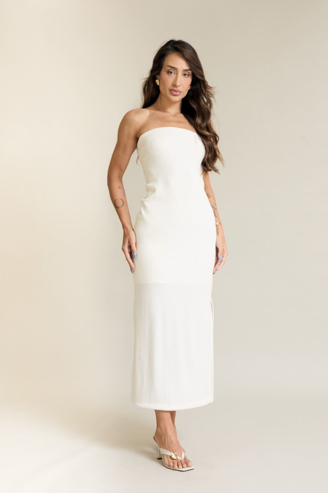 Imagem principal Vestido Malha Lurex Feminino Sem Alças Lemier Collection LEMIER branco