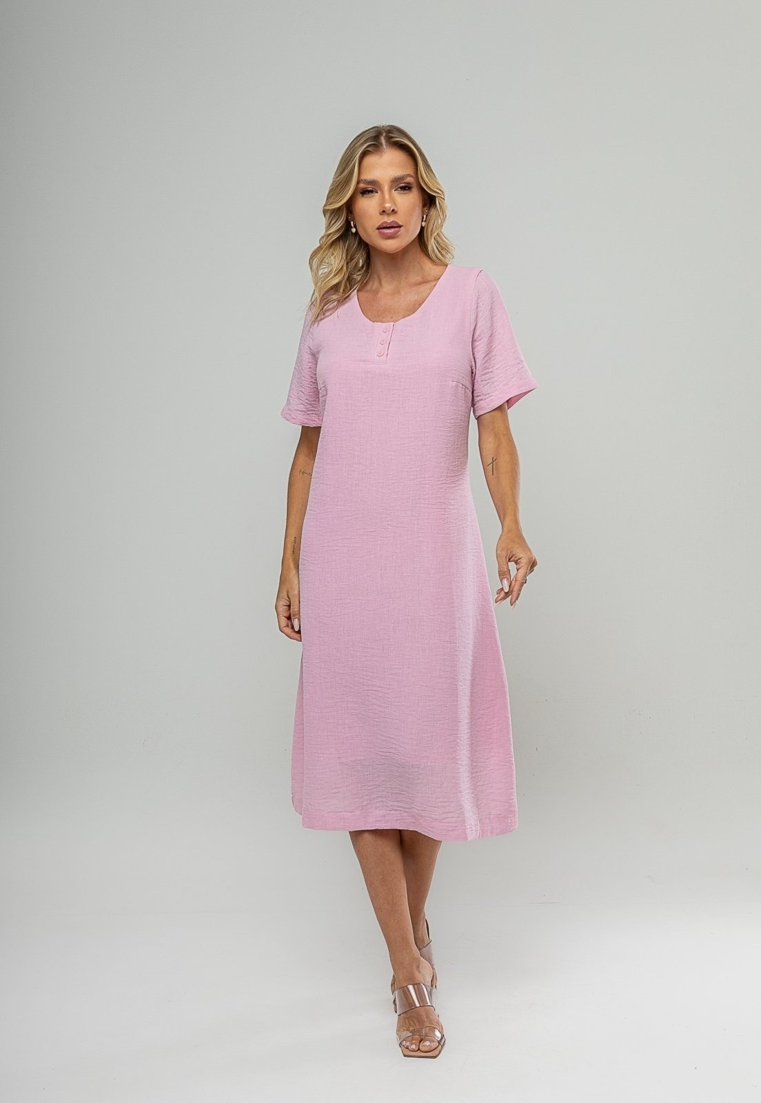 Imagem principal Vestido Midi Botões Frontais Salvatore Salvatore Fashion rosa