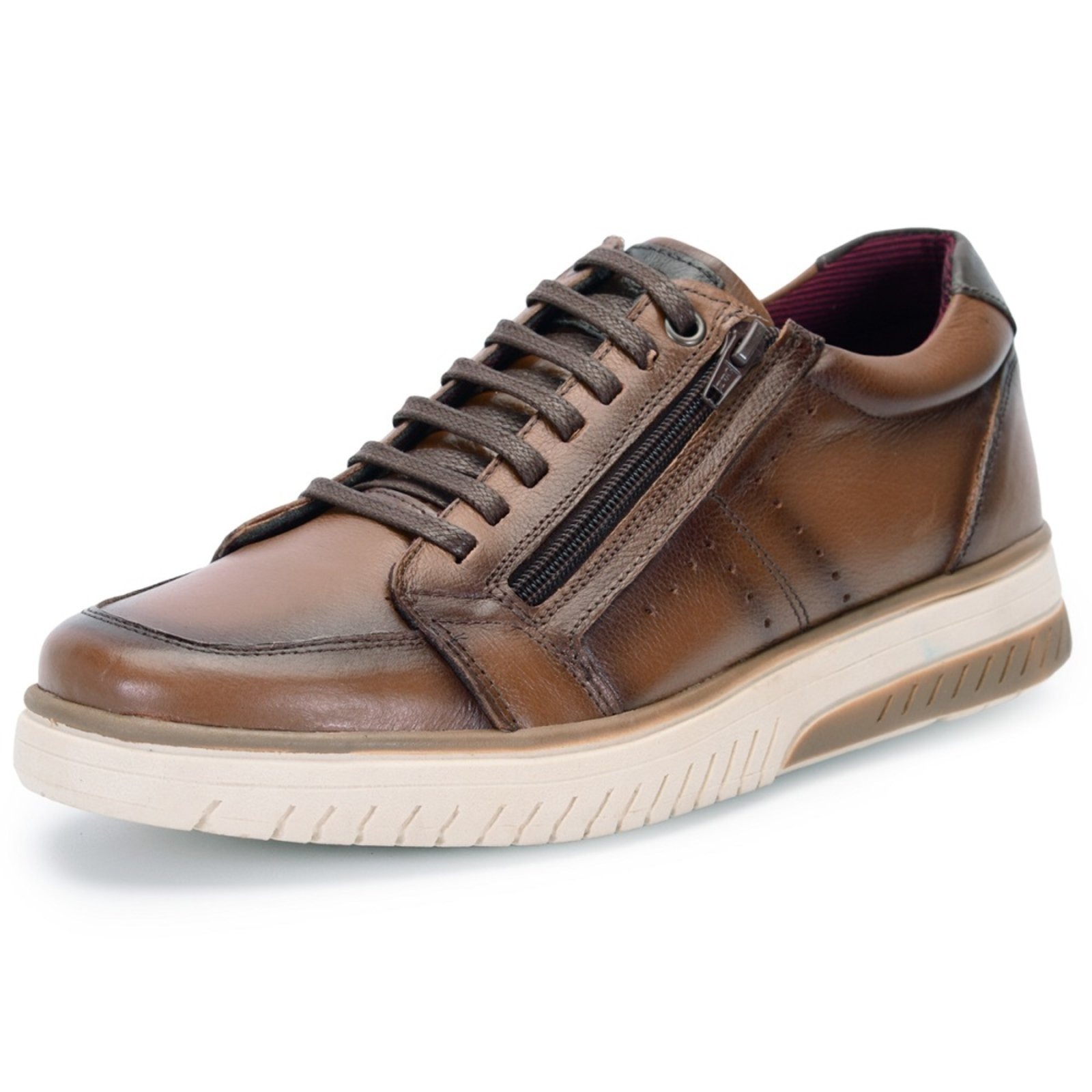 Imagem principal Sapatênis Tênis Casual Ferrile Em Couro Cor 15288 Ferrile café/marrom