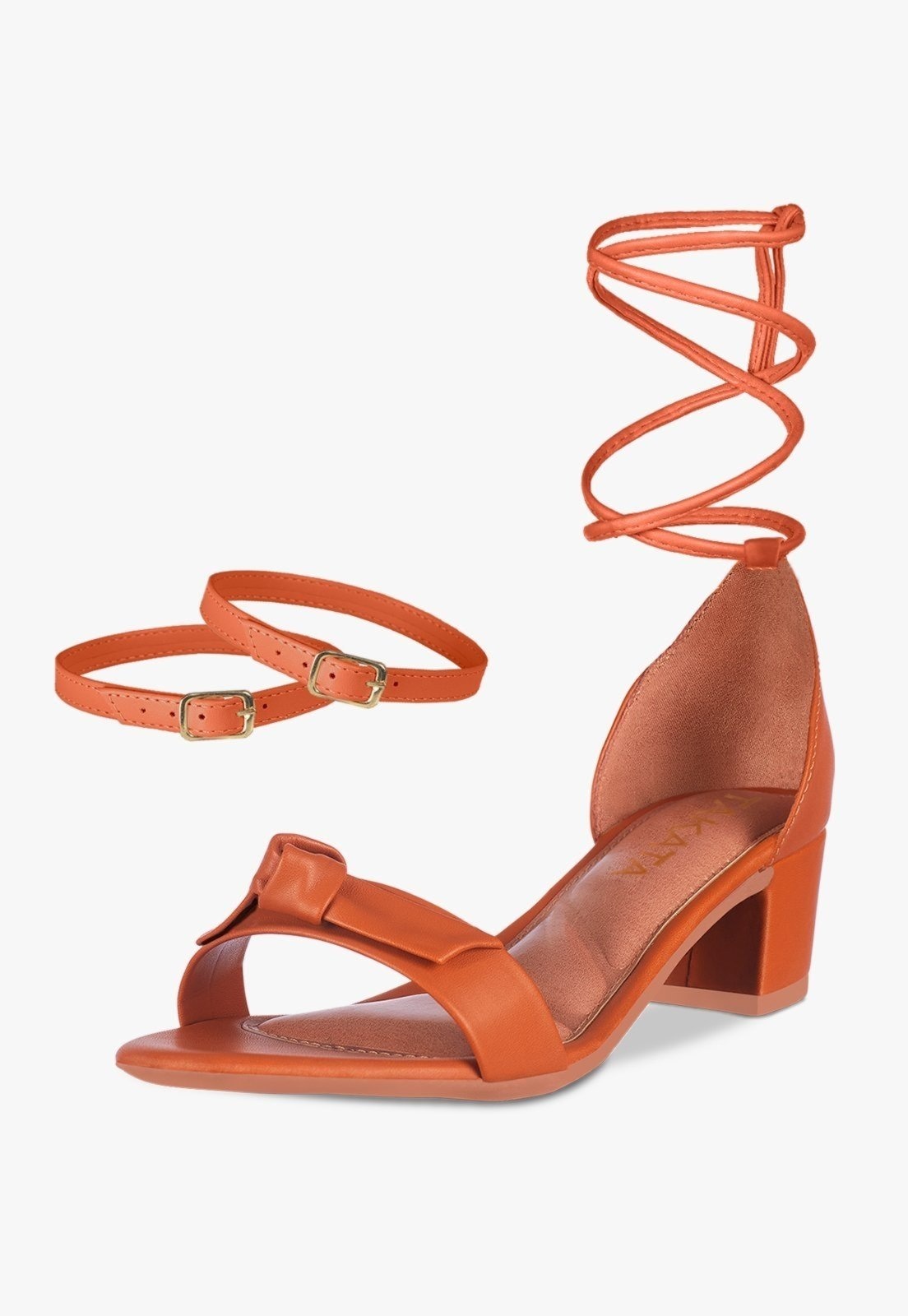 Imagem principal Sandália Feminina Salto Quadrado Bloco Baixo tira Laço Nó Sintético TAKATA BY RAFAEL TAKATA caramelo