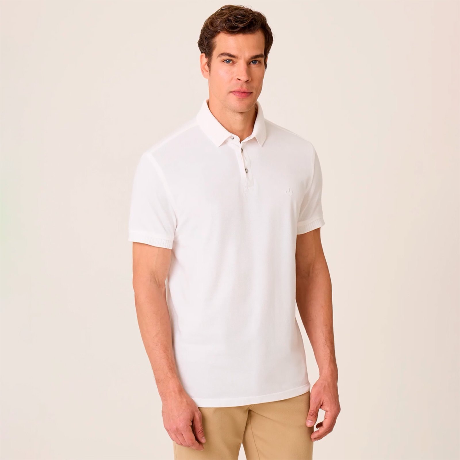 Imagem principal Camisa Polo Dudalina Piquet Texture Ve26 Off White Masculino Dudalina amarelo white