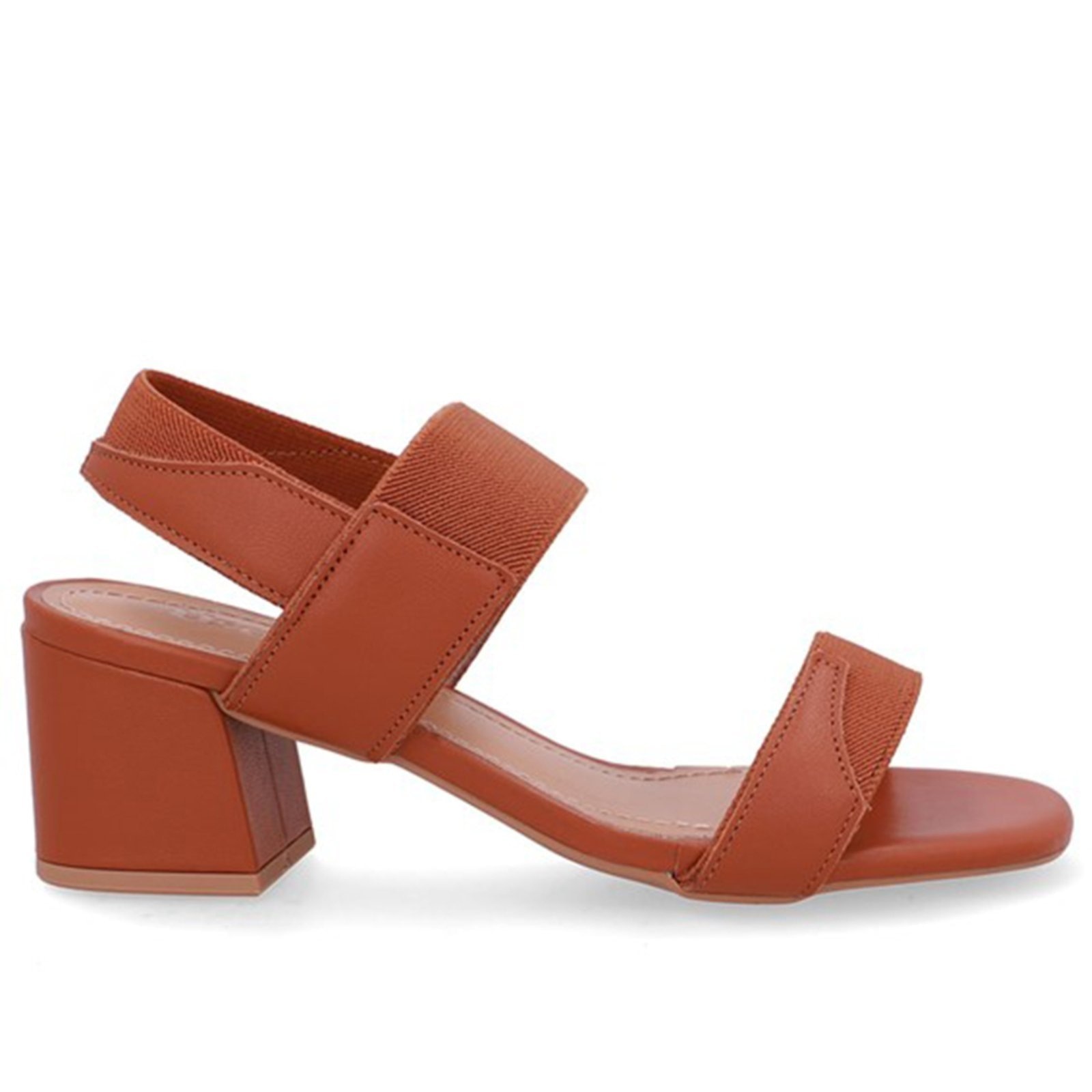 Imagem principal Sandália Couro Bico Quadrado Tira Elástico Usaflex Doce de Leite - 002 Usaflex marrom