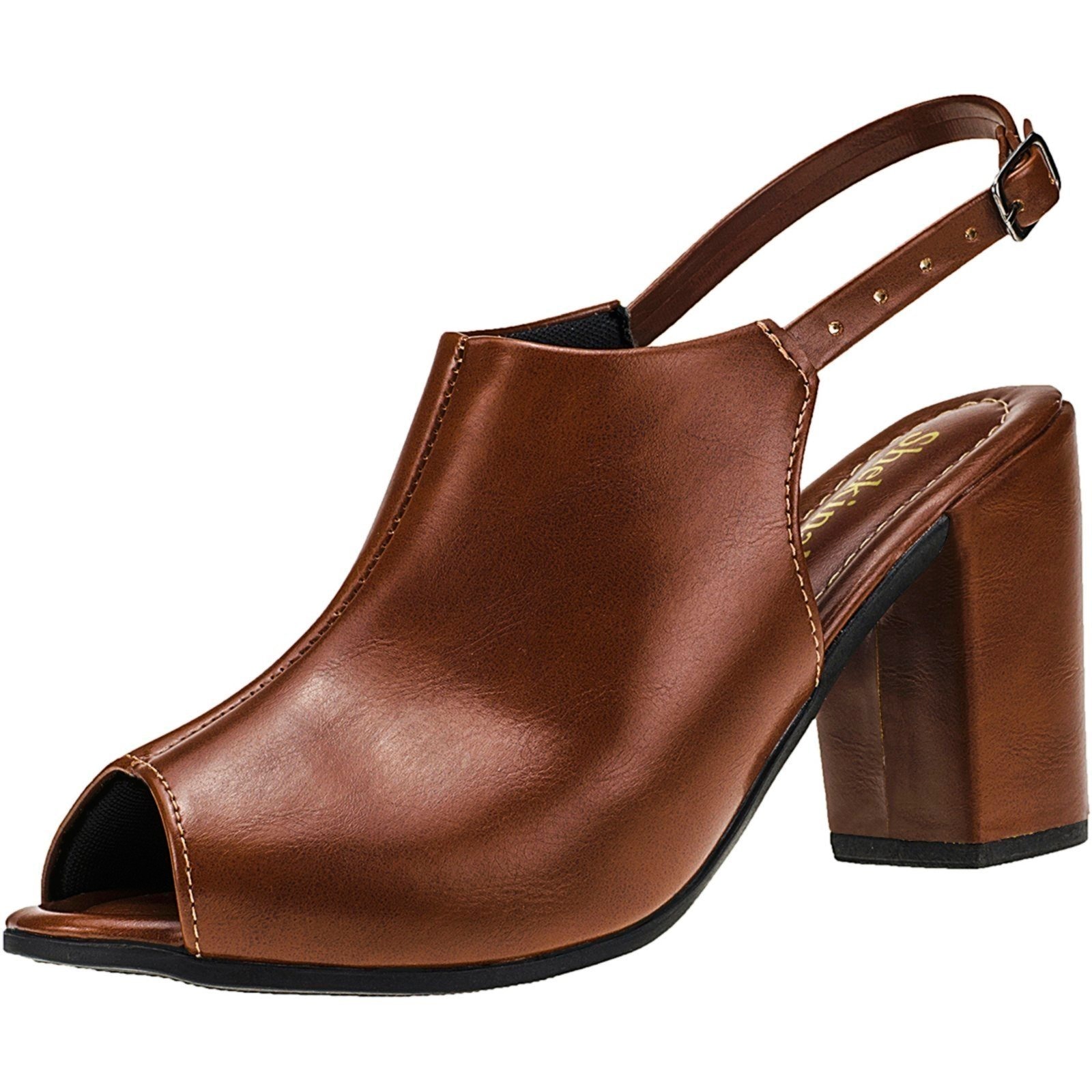 Imagem principal Sandália Saltinho Ankle Boots Salto Alto Grosso Bota Shekinah Moda Shekinah caramelo