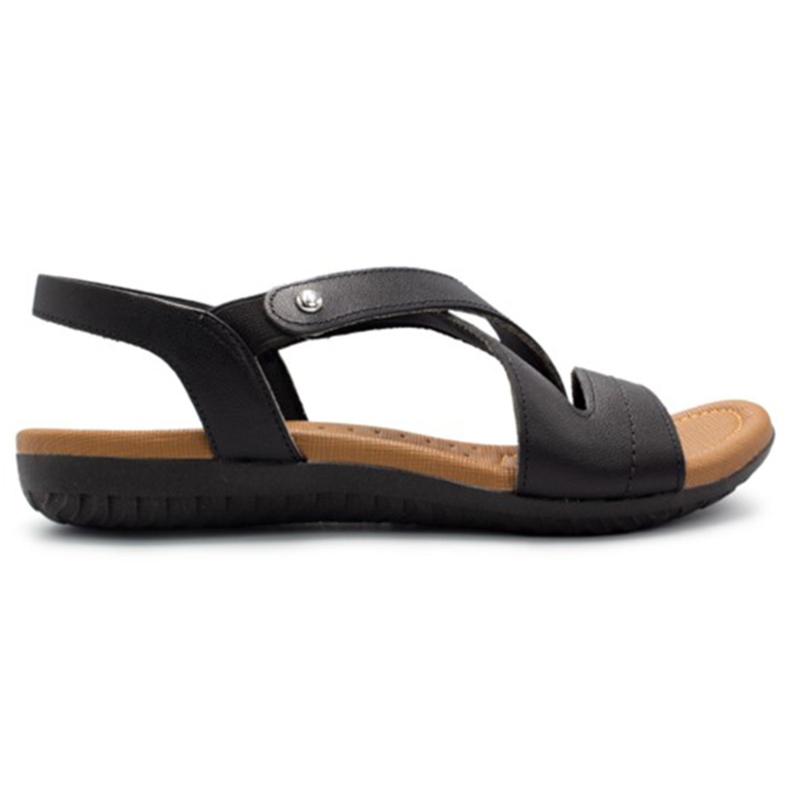 Imagem principal Sandália Usaflex Rasteira Couro Elastico Conforto R1804 098 Usaflex preto