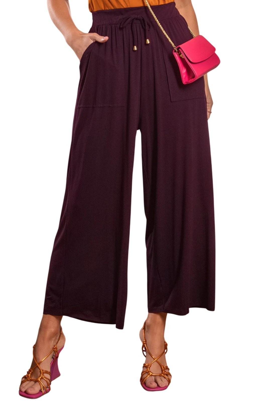 Imagem principal Calça Em Malha De Viscose Ameixa Quintess roxo